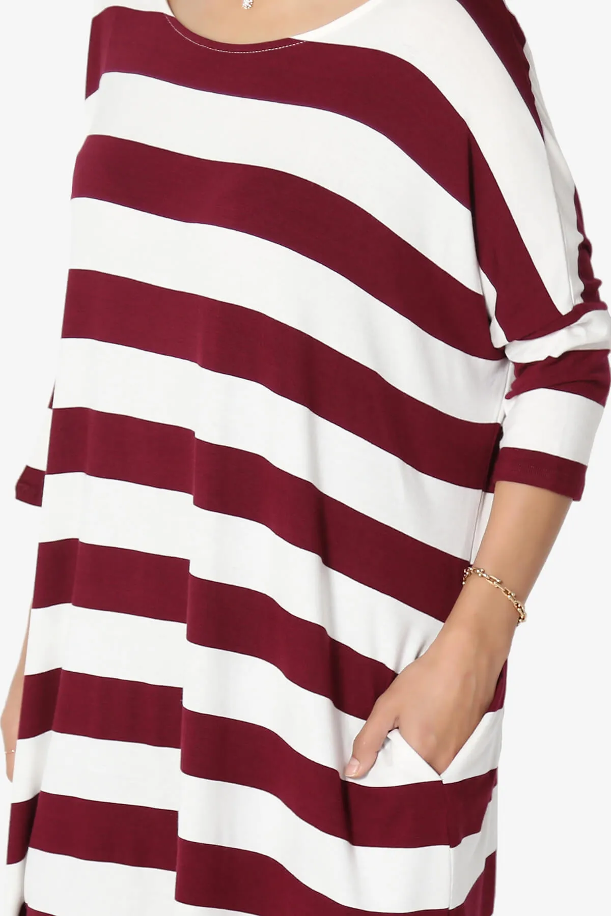 Timp Stripe Drop Shoulder Tunic Top