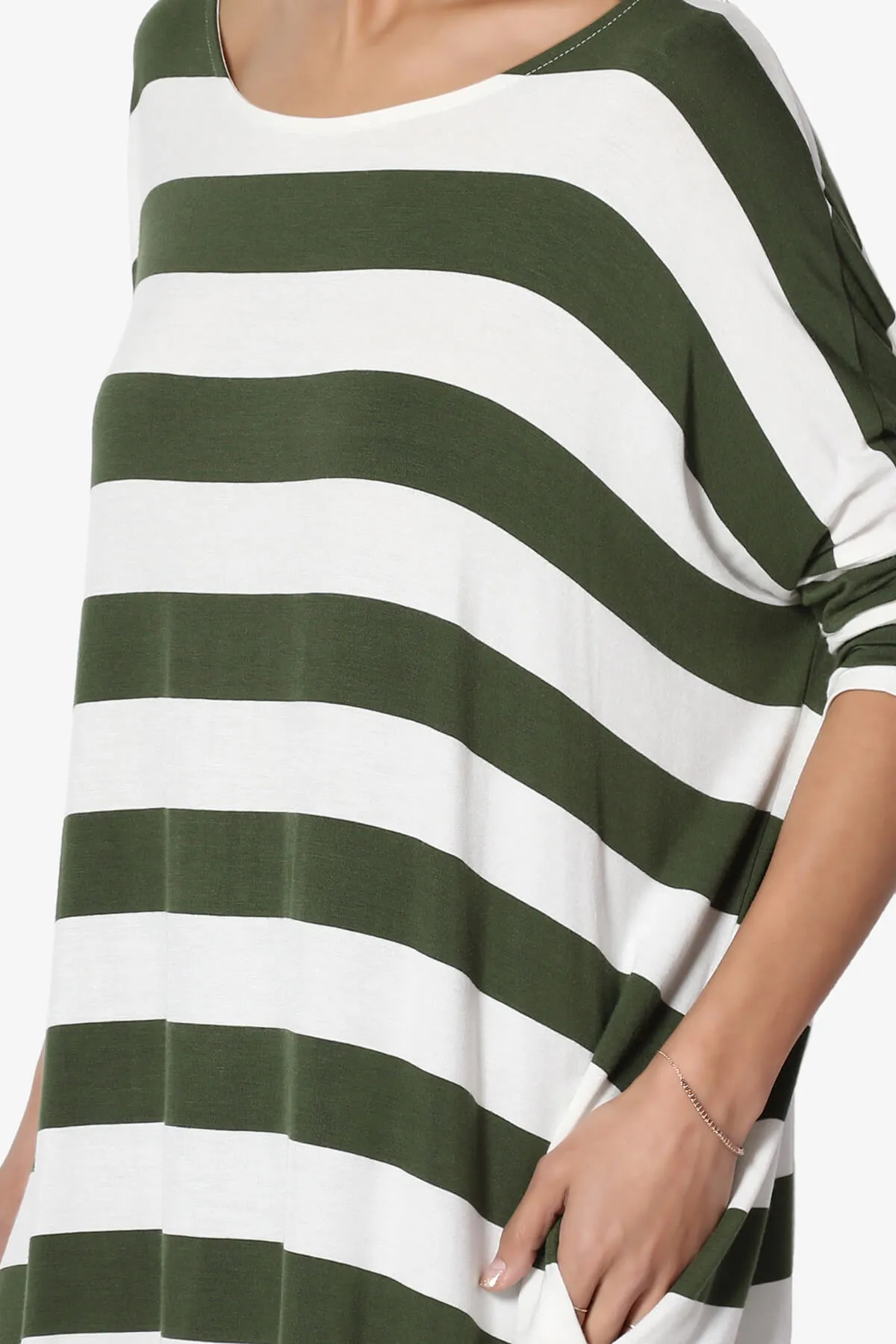 Timp Stripe Drop Shoulder Tunic Top
