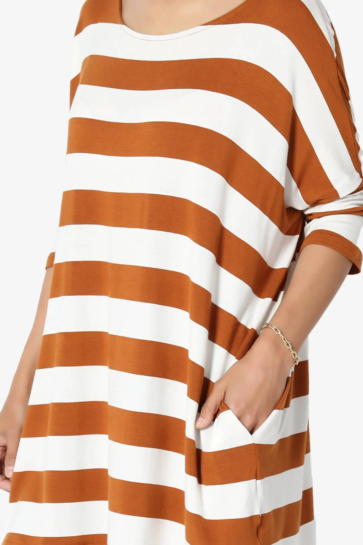 Timp Stripe Drop Shoulder Tunic Top