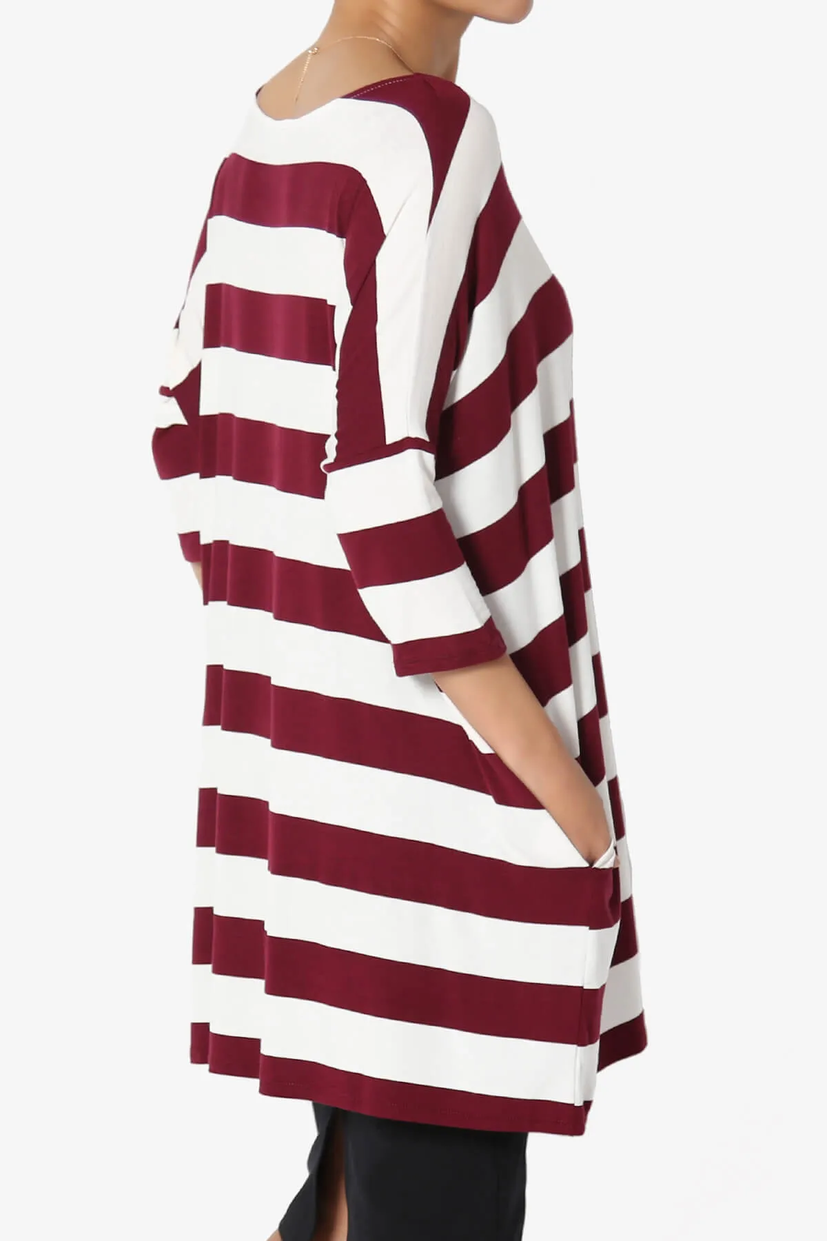 Timp Stripe Drop Shoulder Tunic Top