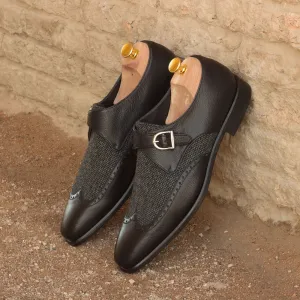 Unique Handcrafted Black Flannel Grey Single Strap Monkstrap
