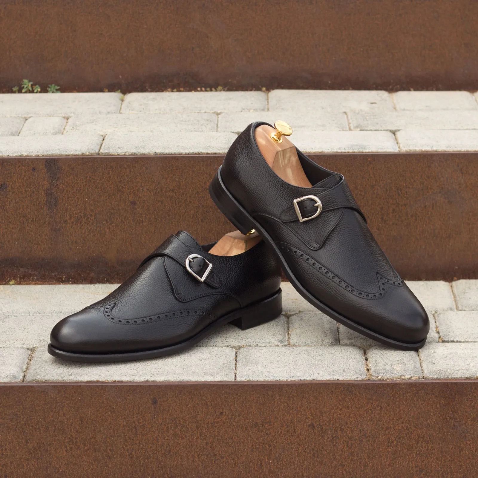 Unique Handcrafted Black Single Strap Monkstrap