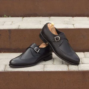 Unique Handcrafted Black Single Strap Monkstrap