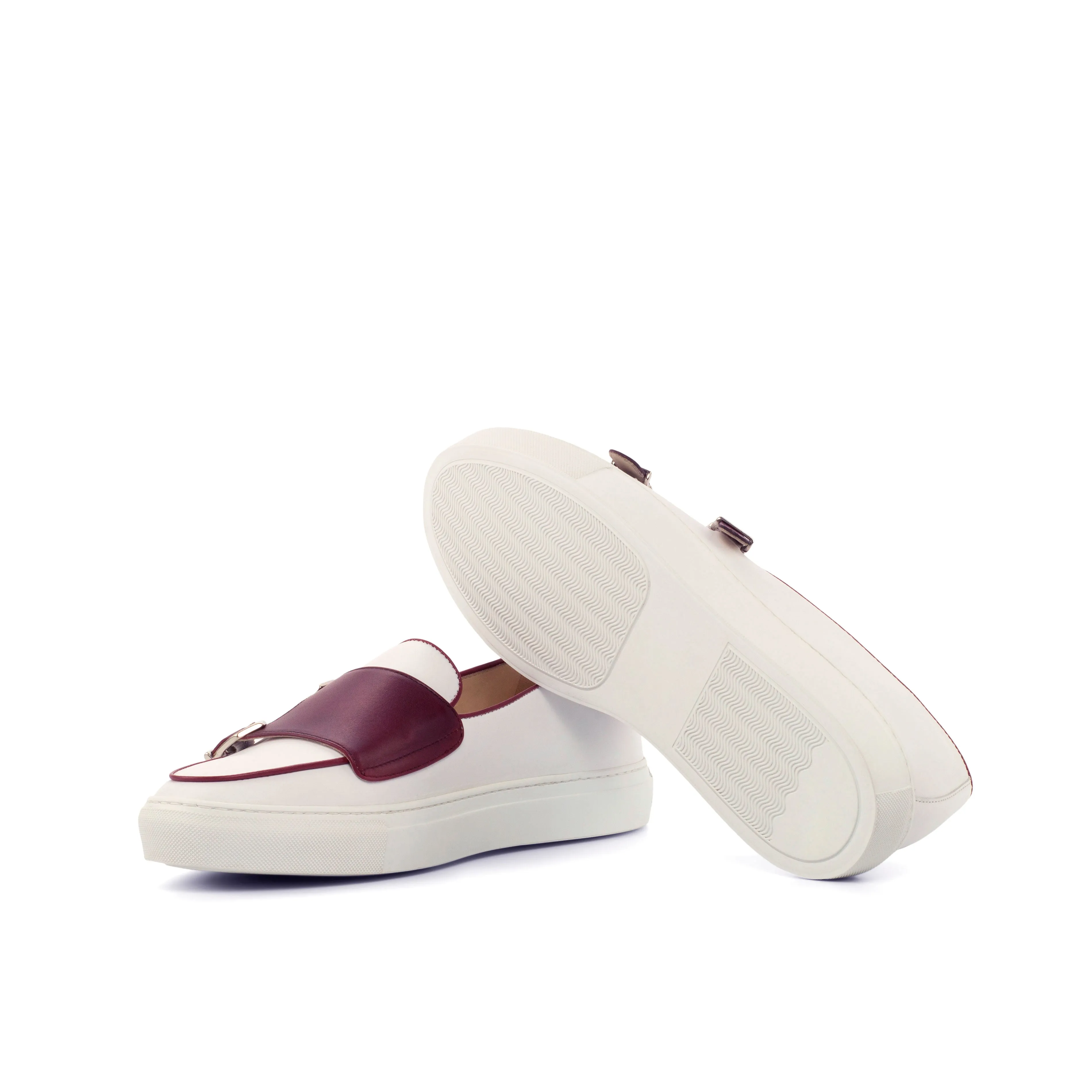 Unique Handcrafted Monk Sneaker   Burgundy box calf