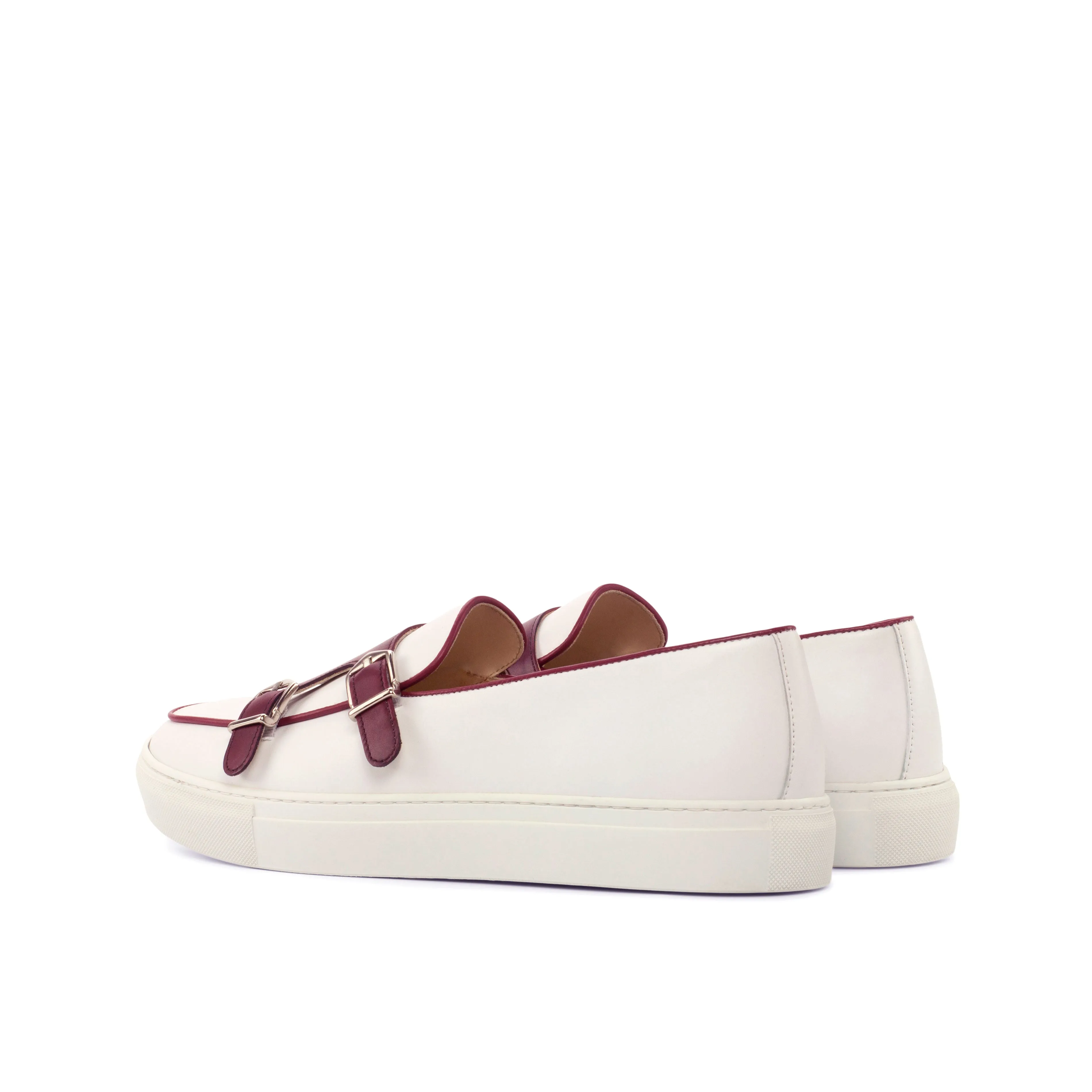 Unique Handcrafted Monk Sneaker   Burgundy box calf