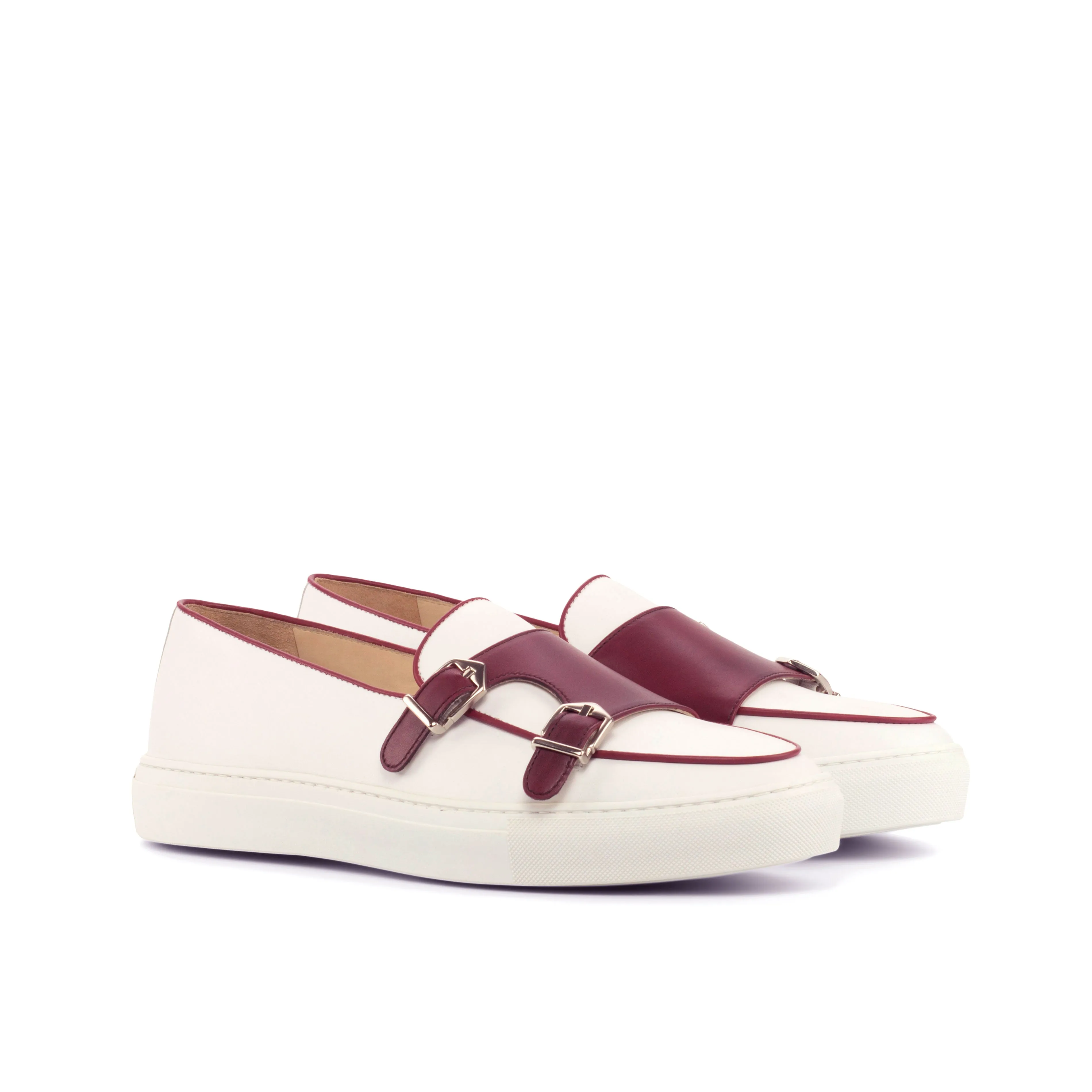 Unique Handcrafted Monk Sneaker   Burgundy box calf