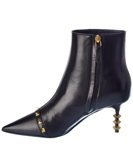 Valentino Garavani Black Leather Rockstud 70 Bootie