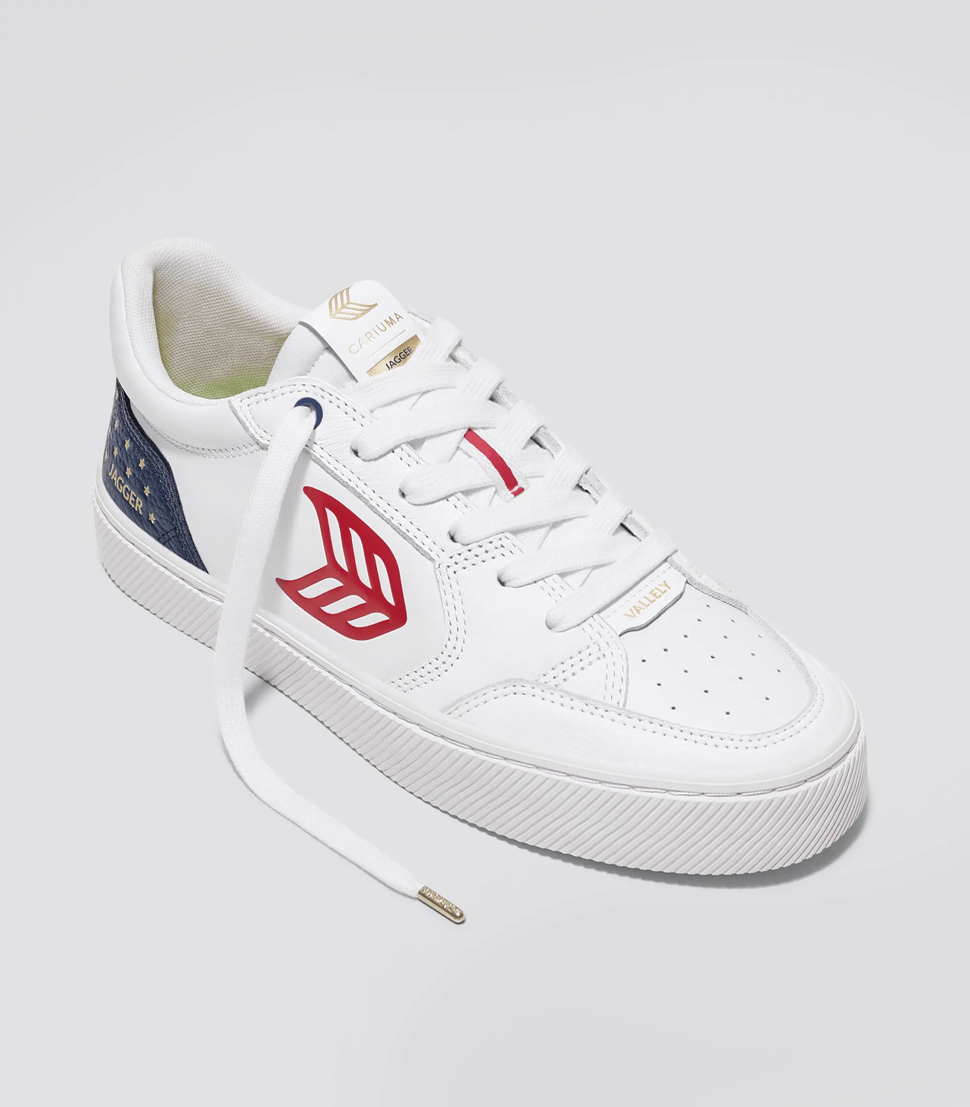 VALLELY PRO Jagger 2024 White Leather Blue Accents Red Logo Sneaker Women