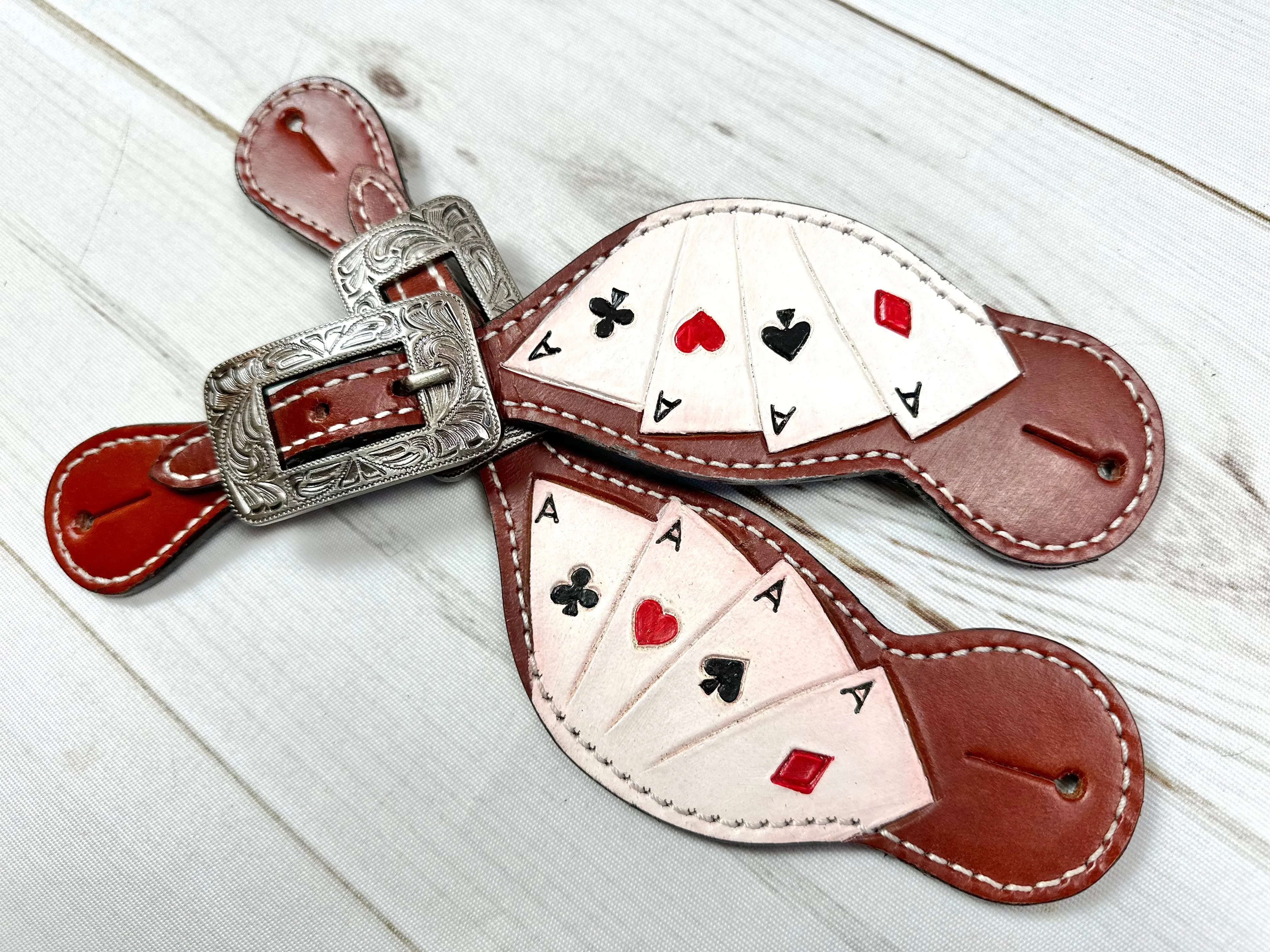 Vegas Aces Leather Painted Spur Straps