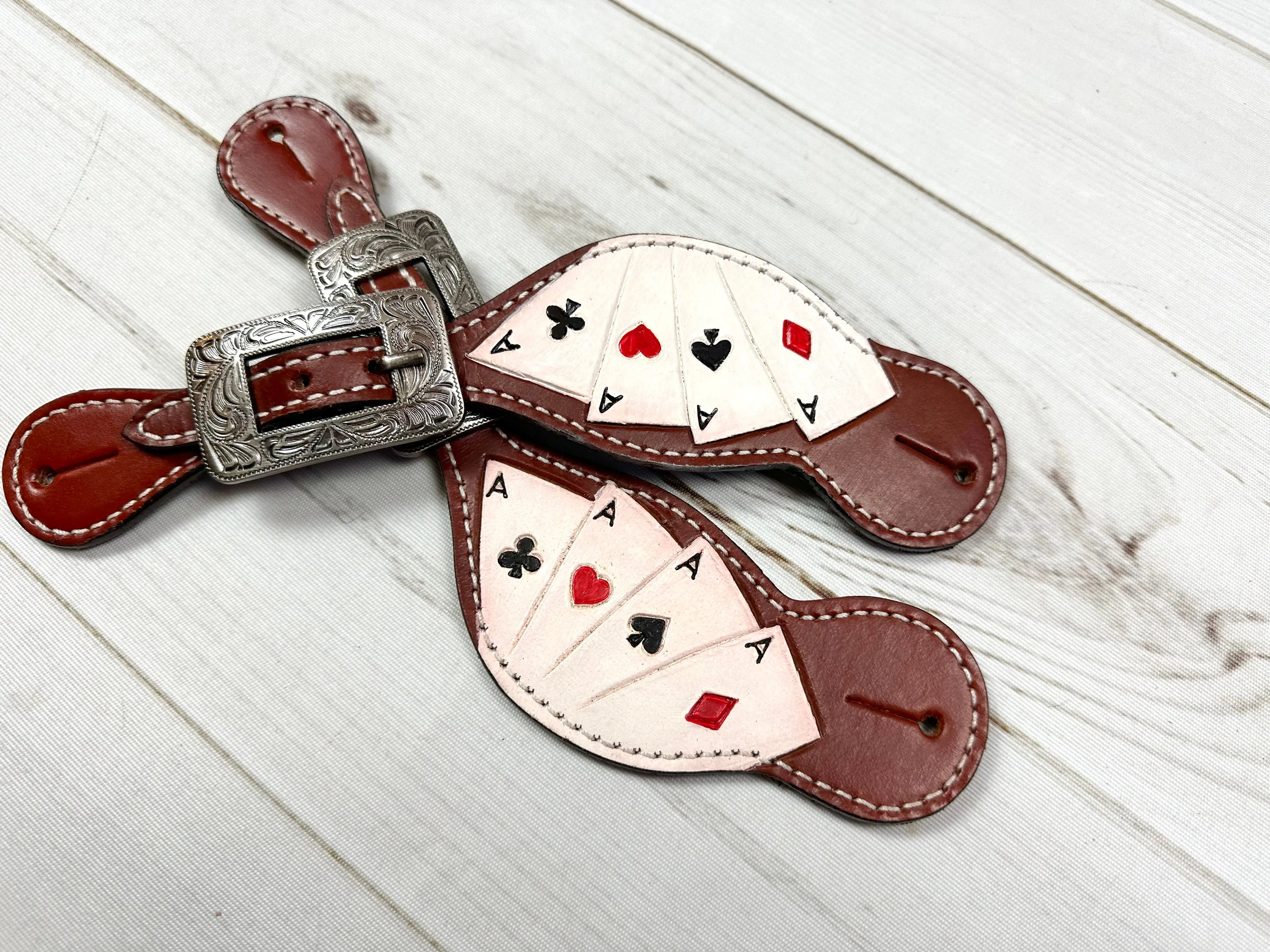 Vegas Aces Leather Painted Spur Straps