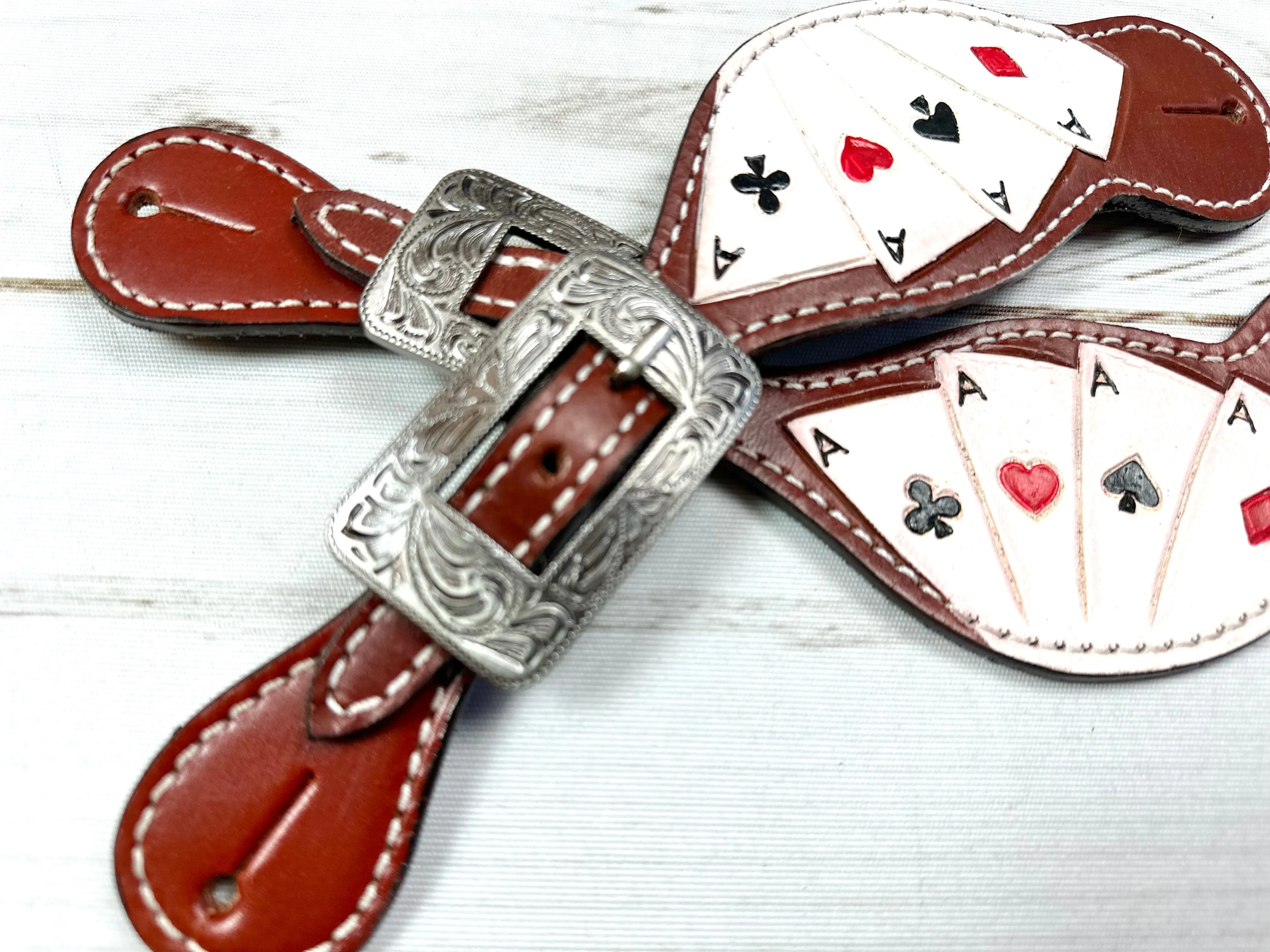 Vegas Aces Leather Painted Spur Straps