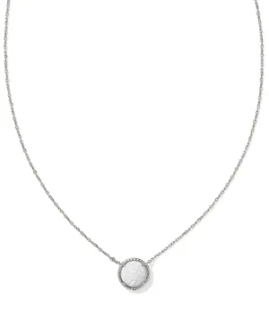 Volleyball Pendant Necklace in Rhodium White Mother of Pearl