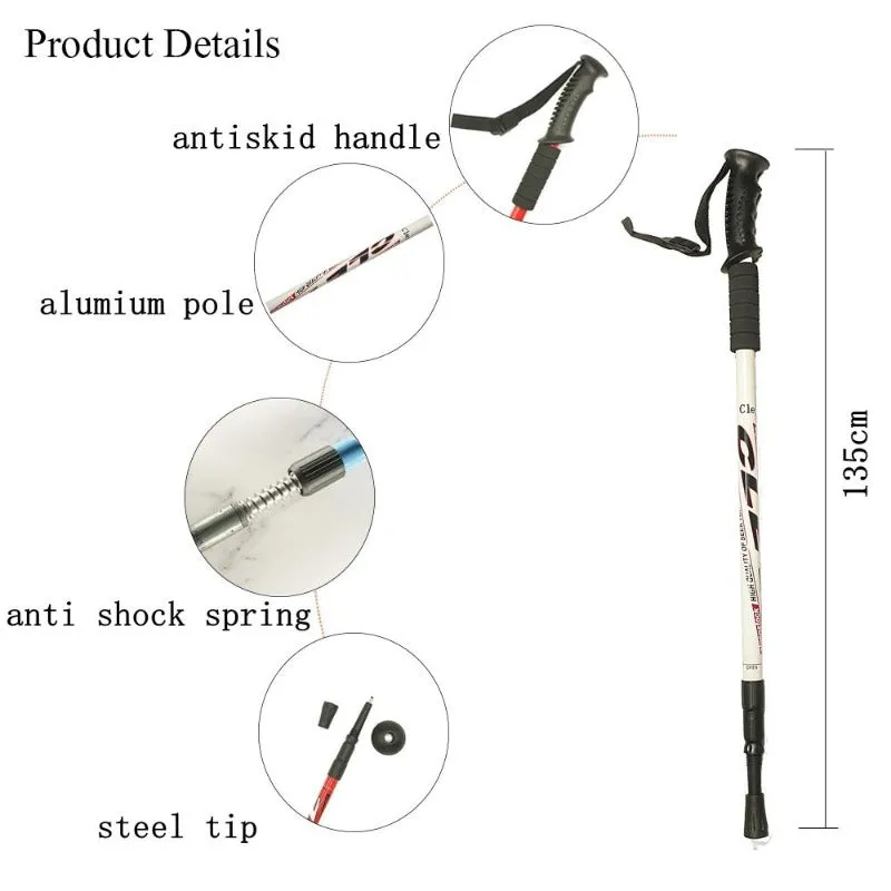 Walking Stick Trekking Aluminum alloy Climbing Stick 2Pc/Pair 135CM