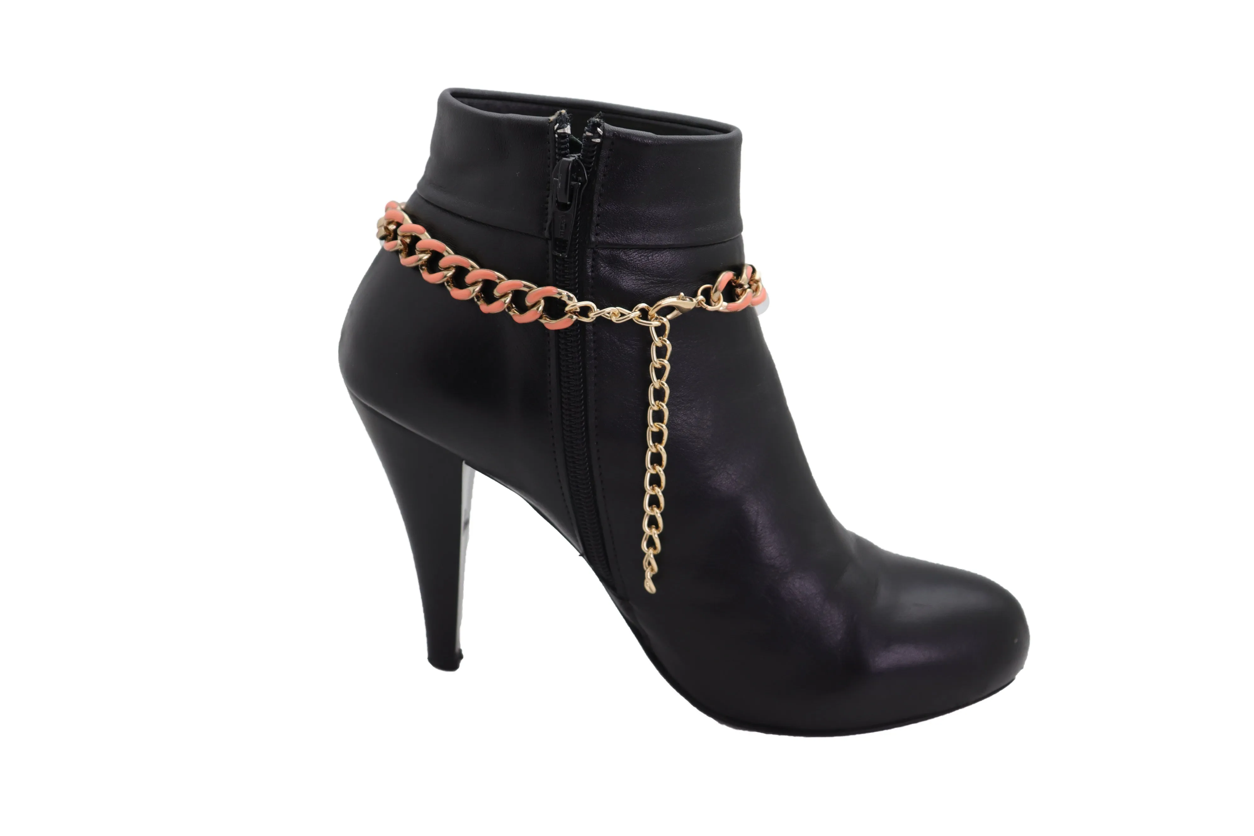 Western Bracelet Gold Metal Boot Chain Coral Links Anklet Shoe Charm Bling