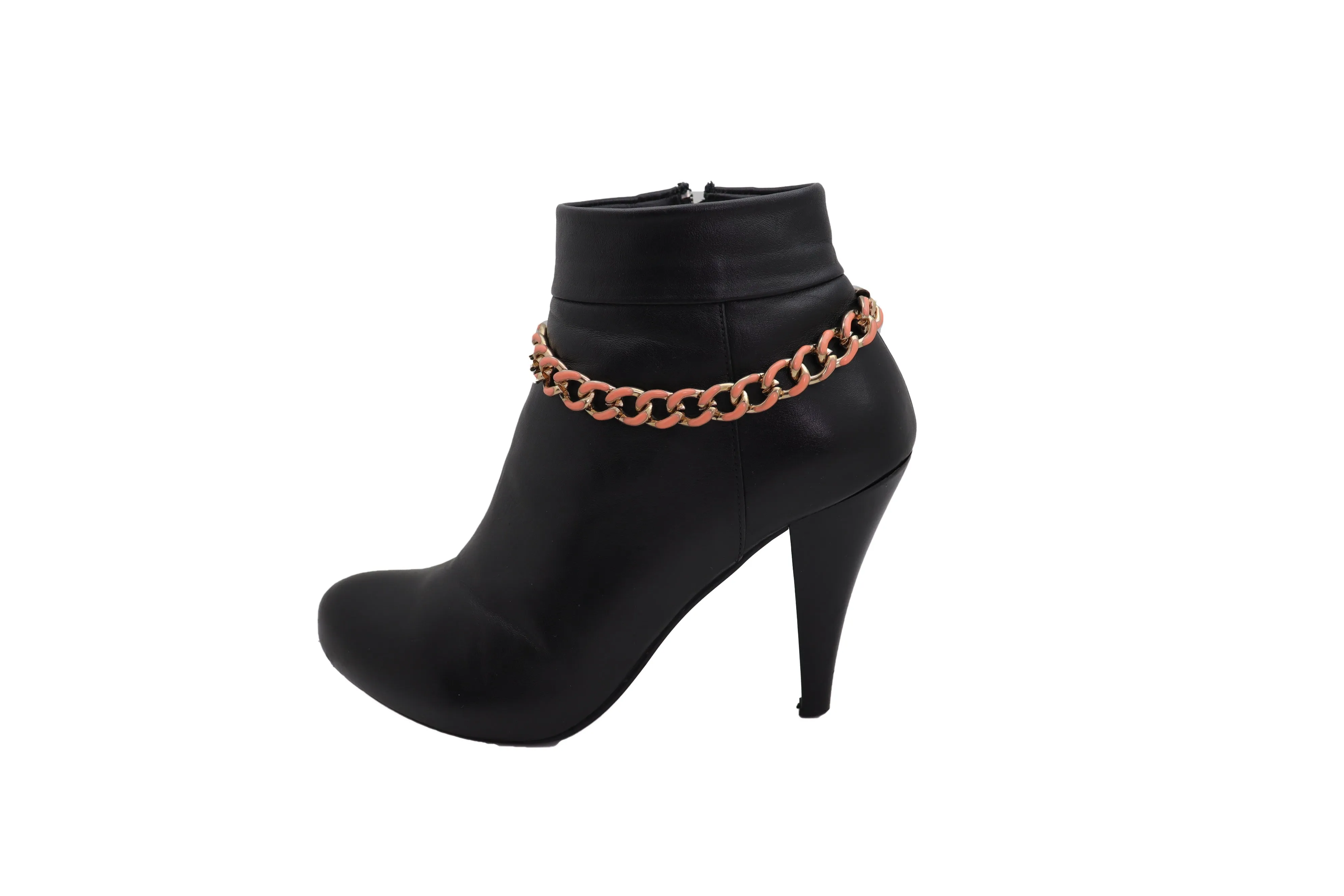 Western Bracelet Gold Metal Boot Chain Coral Links Anklet Shoe Charm Bling