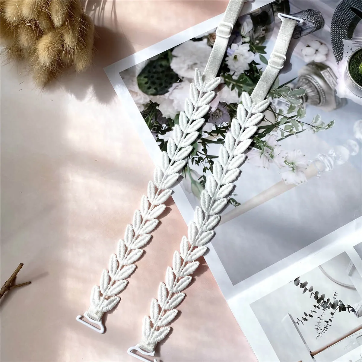 White Leaf Decorative Bra Straps