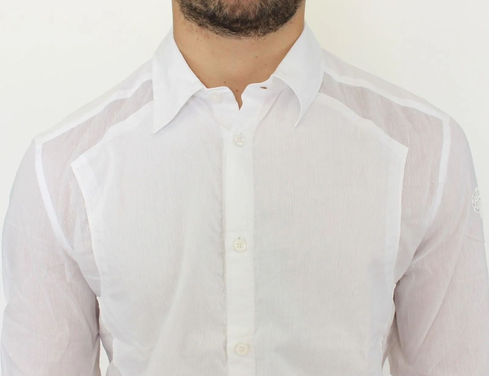 White Striped Cotton Slim Fit Casual Shirt