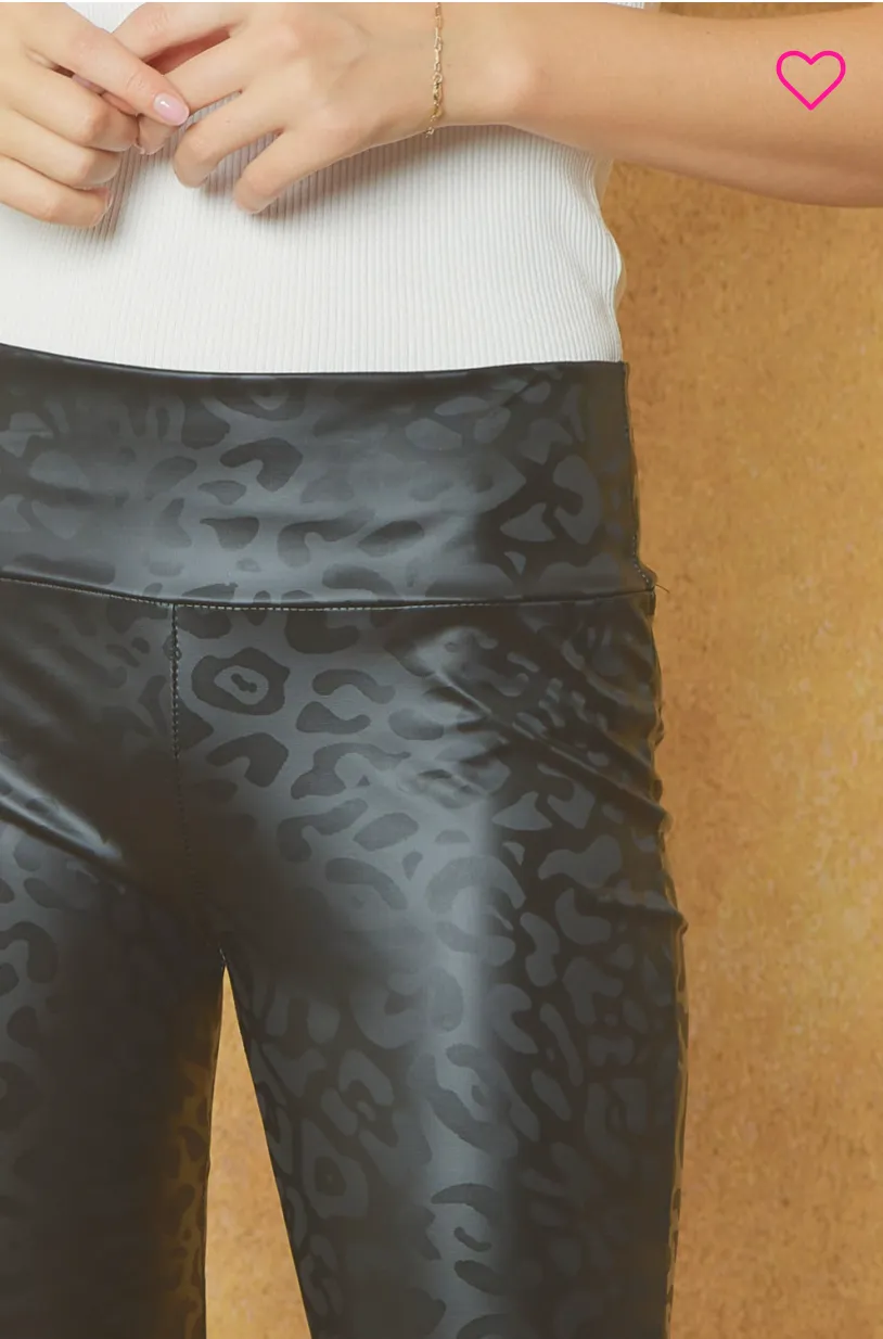 Wild One Faux Leather Leopard Leggings