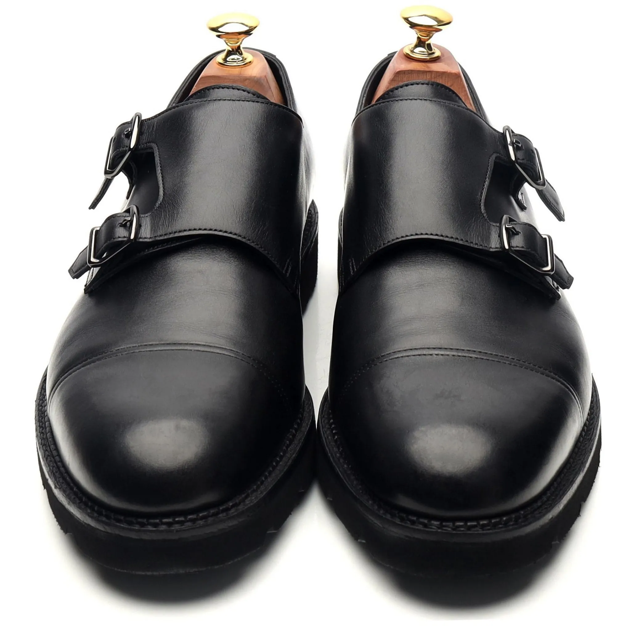 'William' Black Leather Double Monk Strap UK 9 E