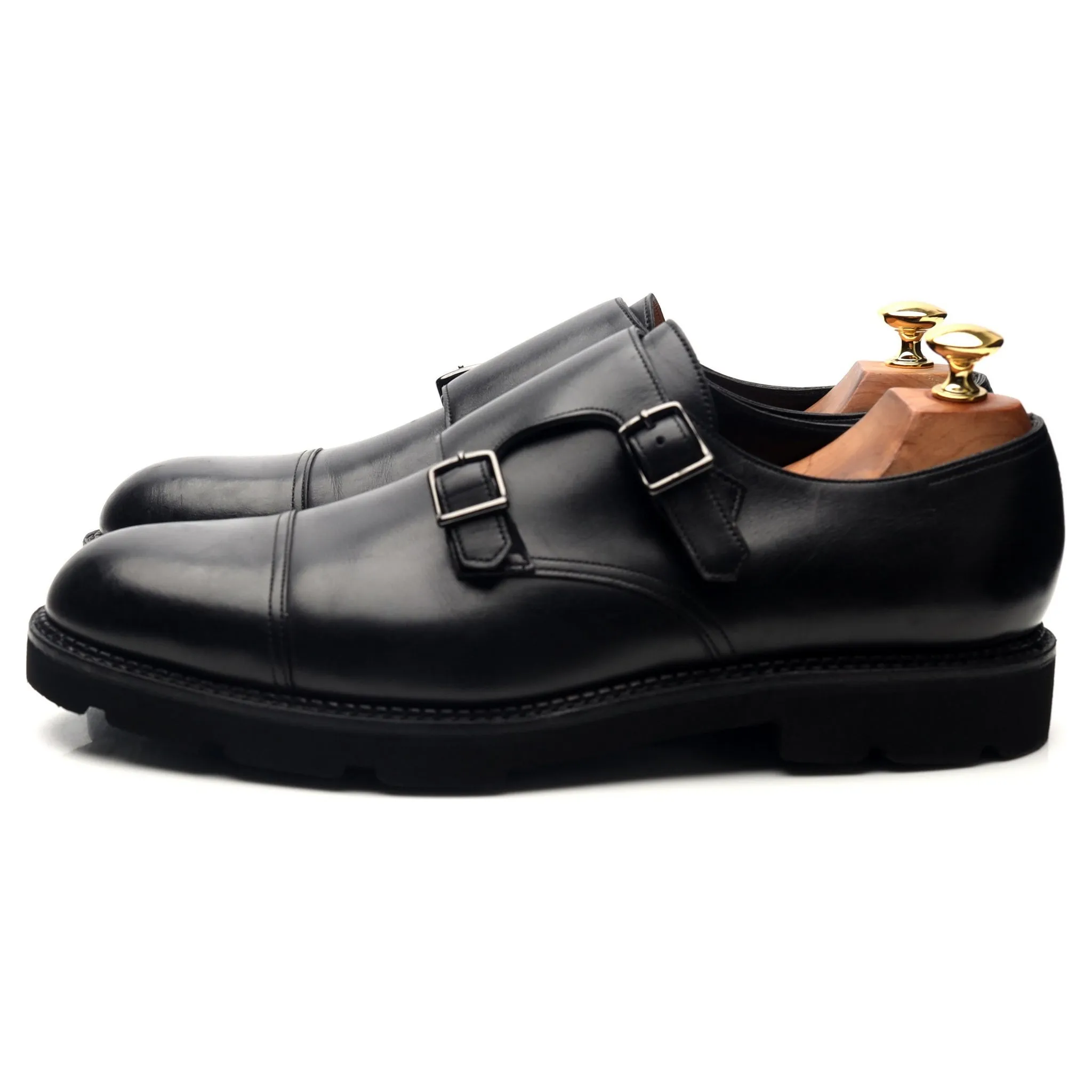 'William' Black Leather Double Monk Strap UK 9 E