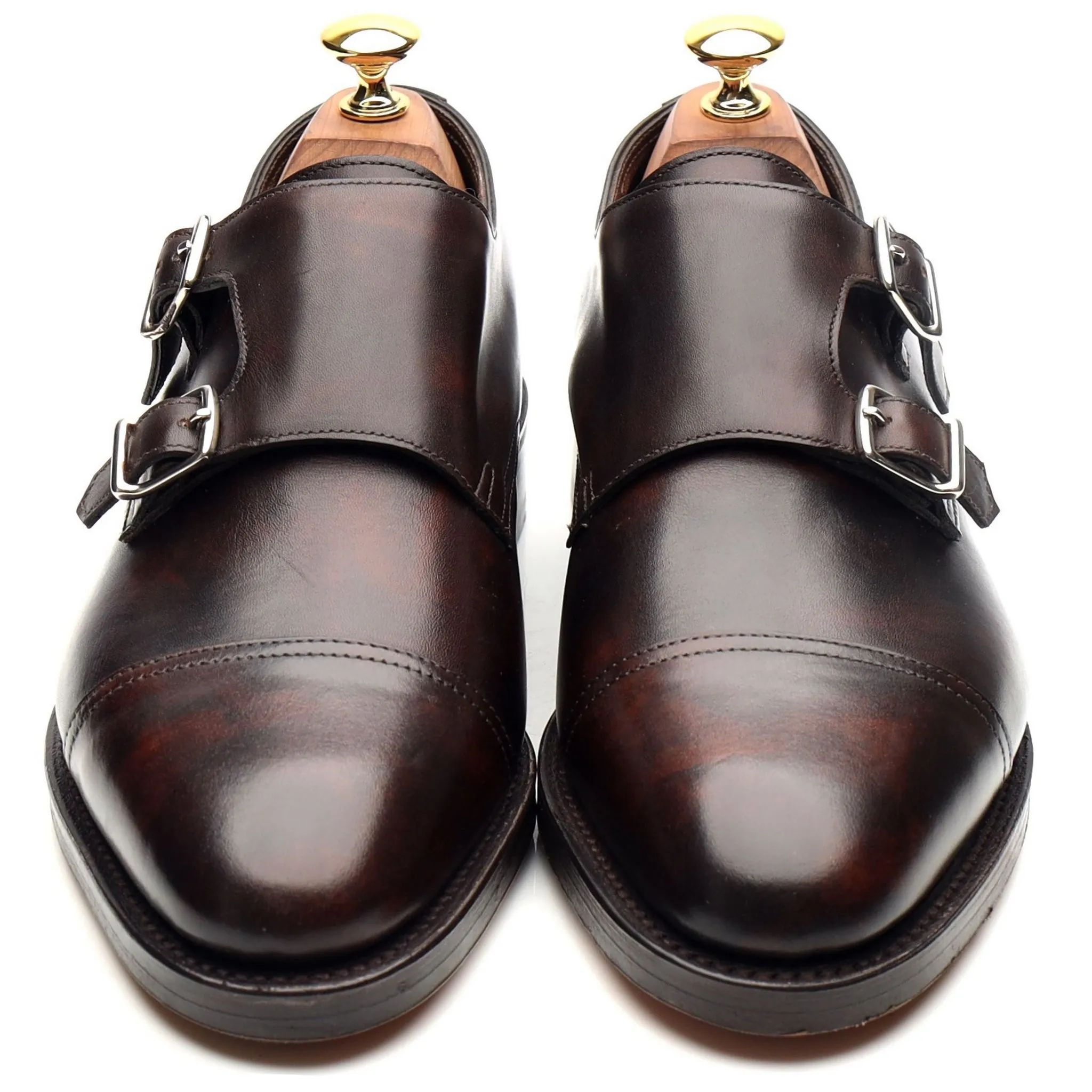 'William' Dark Brown Museum Leather Double Monk Strap UK 6.5 E
