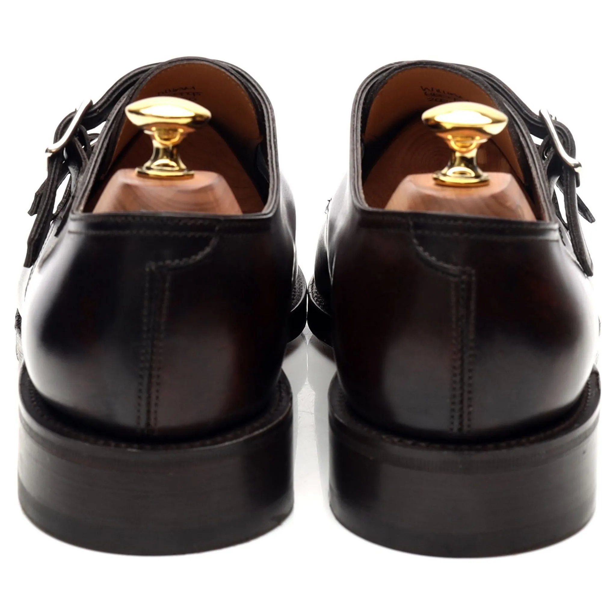 'William' Dark Brown Museum Leather Double Monk Strap UK 6.5 E