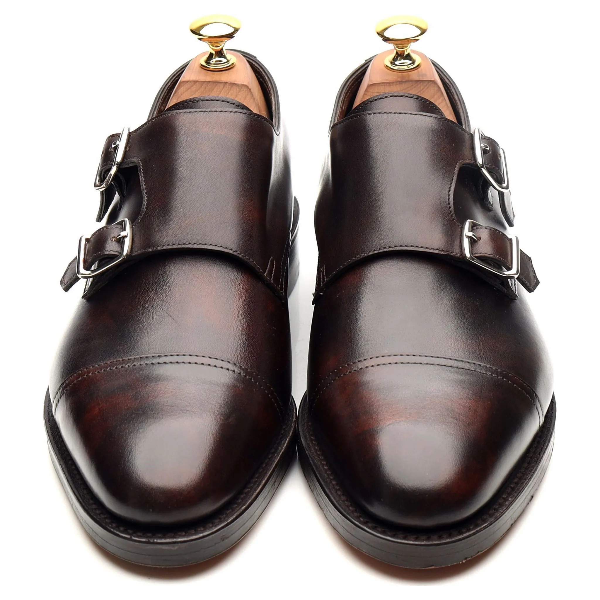 'William' Dark Brown Museum Leather Double Monk Strap UK 6.5 E
