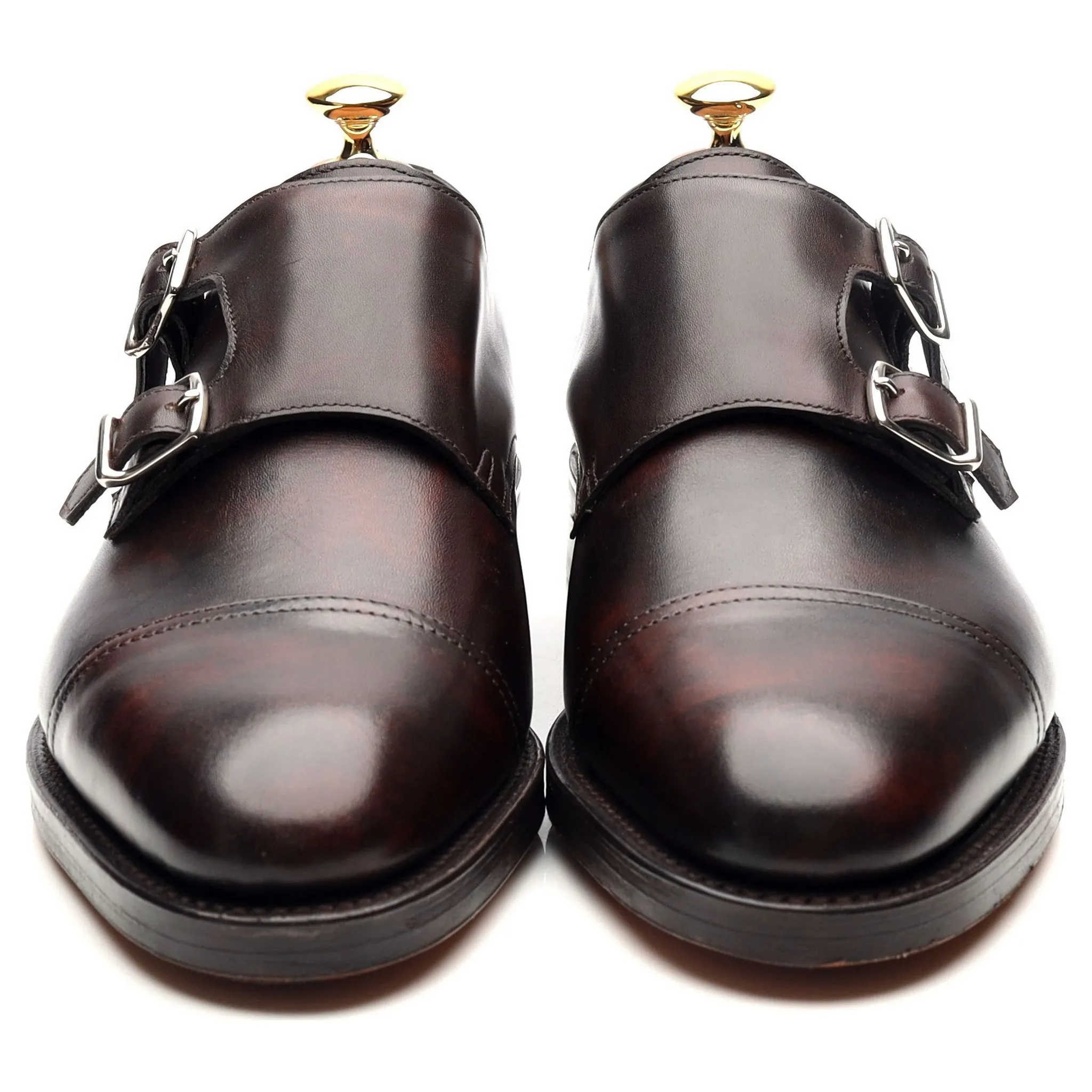 'William' Dark Brown Museum Leather Double Monk Strap UK 6.5 E