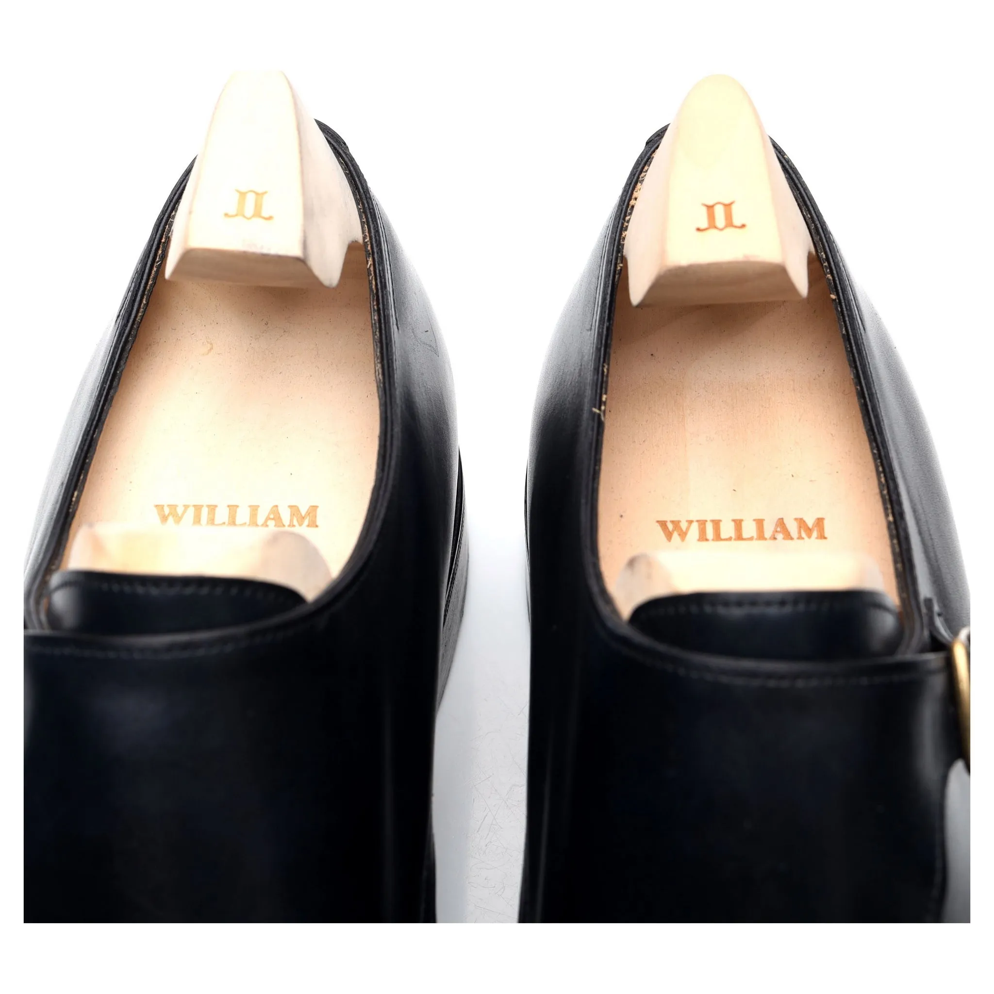 'William' Navy Blue Museum Leather Monk Strap UK 10.5 E