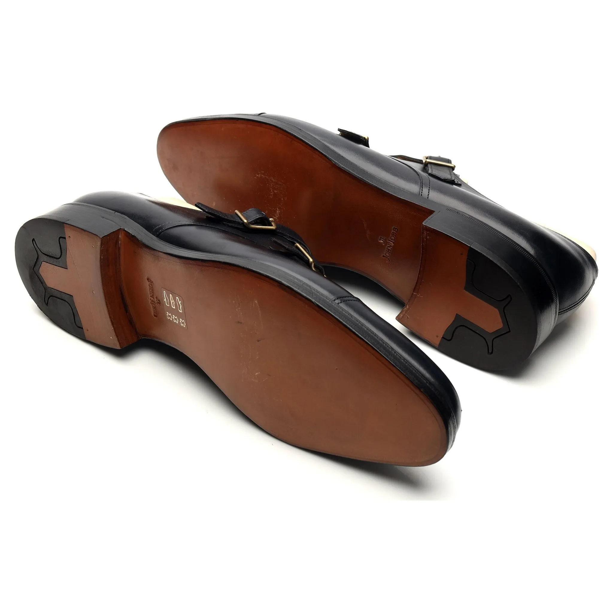 'William' Navy Blue Museum Leather Monk Strap UK 10.5 E