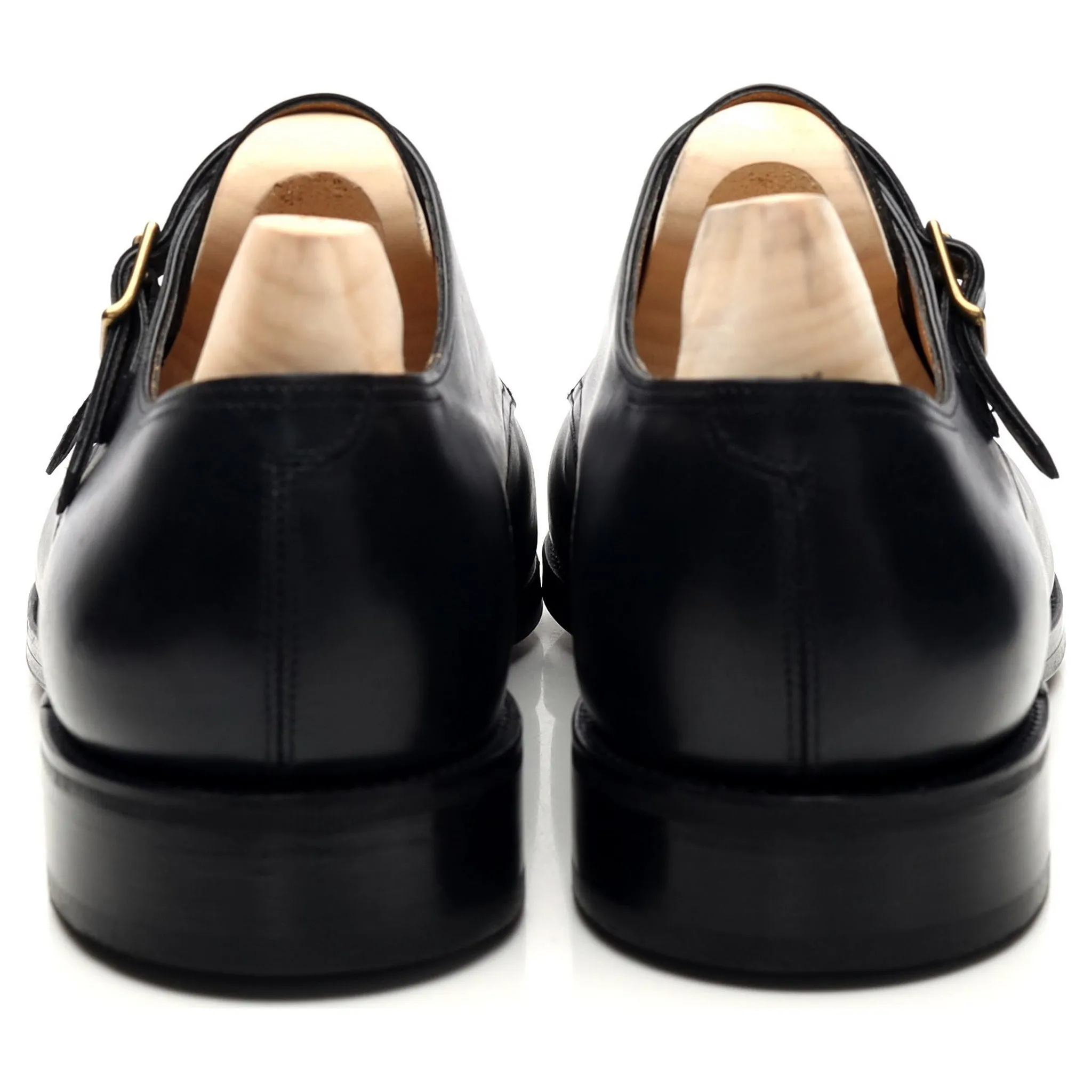 'William' Navy Blue Museum Leather Monk Strap UK 10.5 E