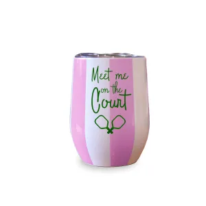 Wine Tumbler (Pink & White Stripe) - Meet Me on the Court - Pickleball