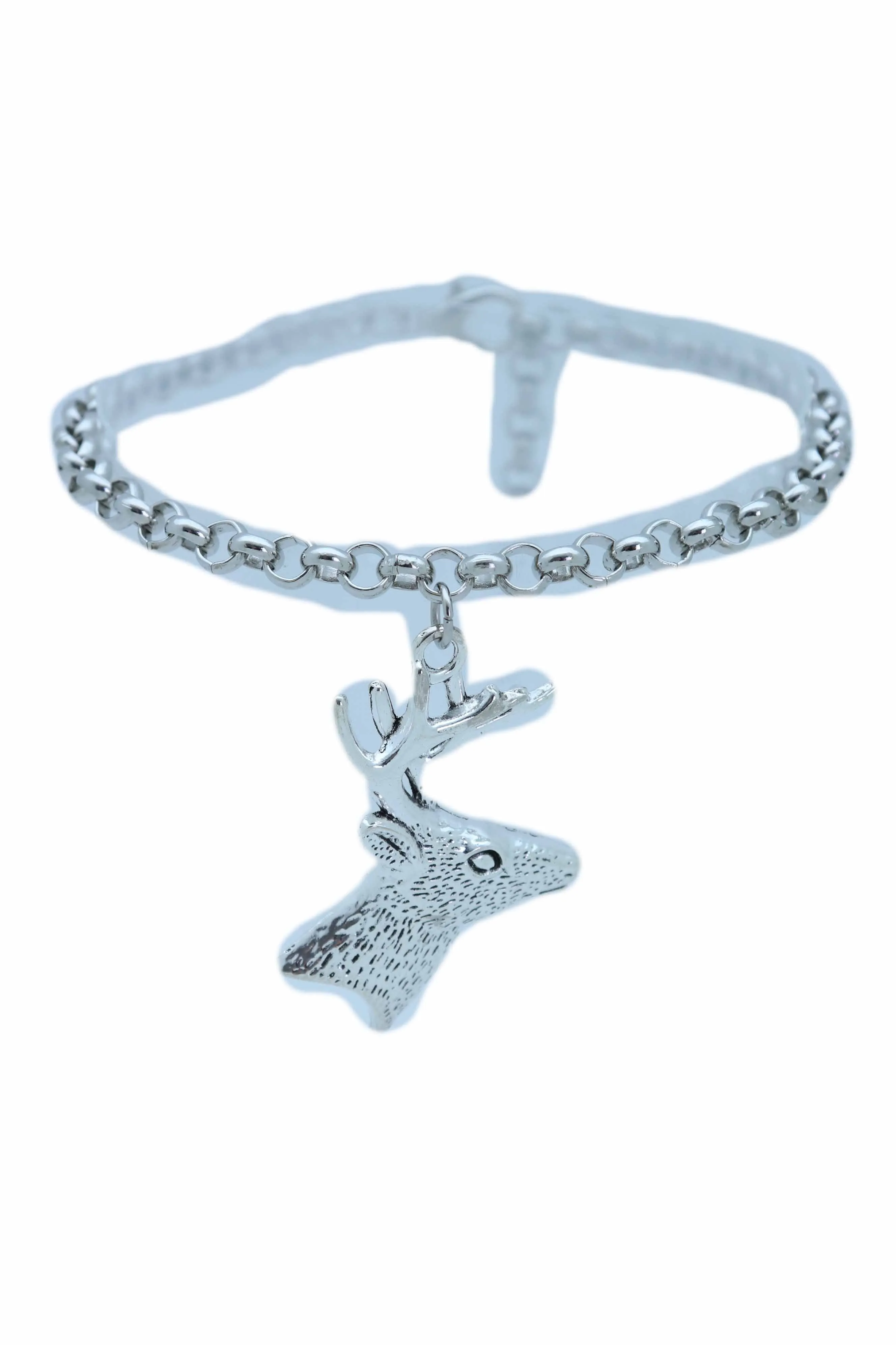 Women Boot Bracelet Silver Metal Chain Anklet Shoe Reindeer Charm Deer Winter