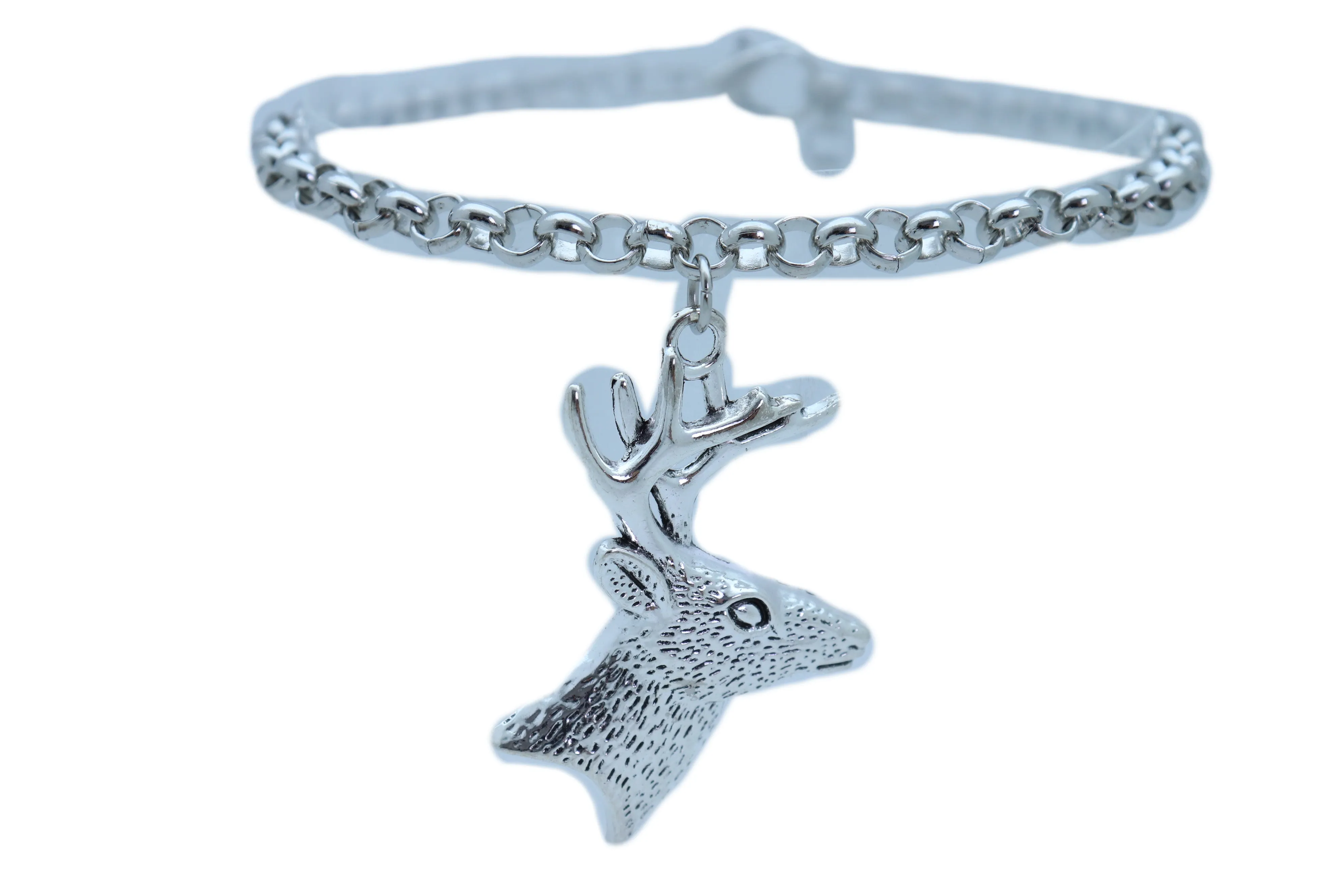 Women Boot Bracelet Silver Metal Chain Anklet Shoe Reindeer Charm Deer Winter