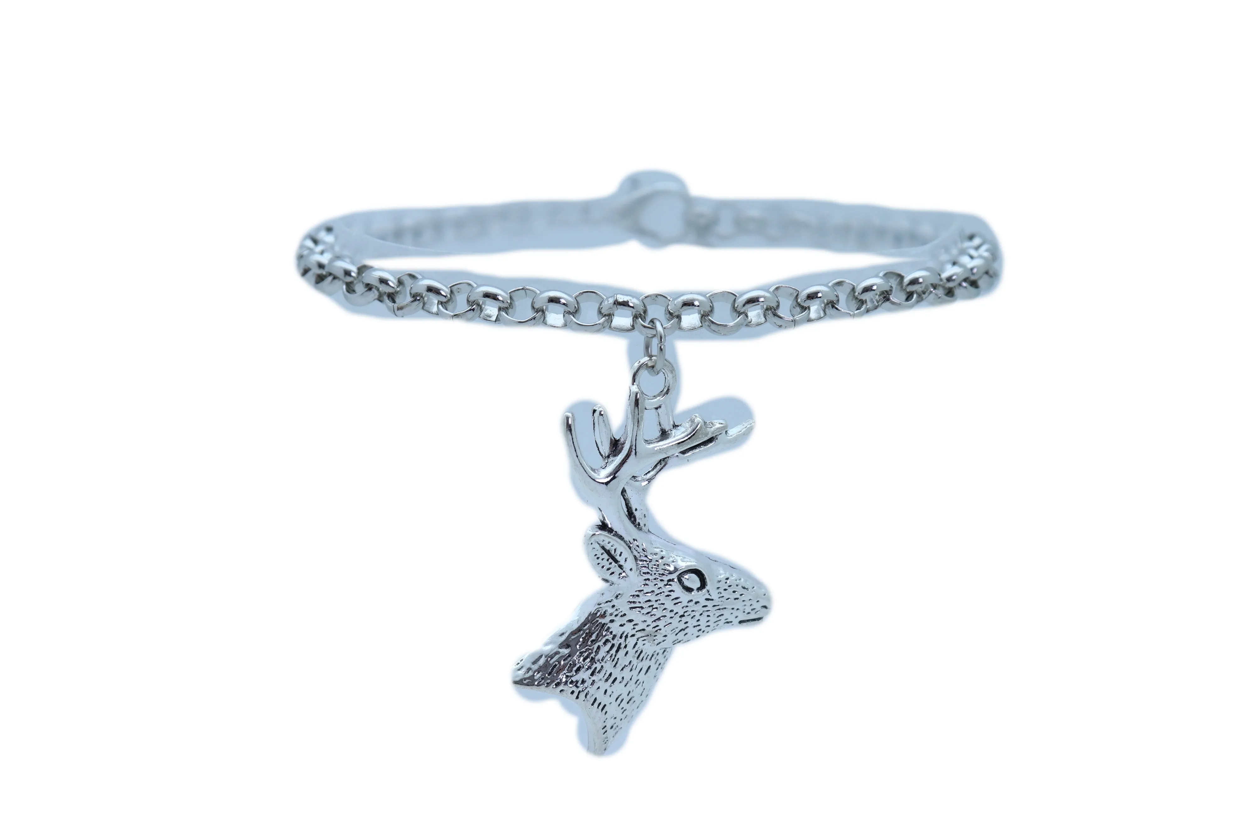Women Boot Bracelet Silver Metal Chain Anklet Shoe Reindeer Charm Deer Winter