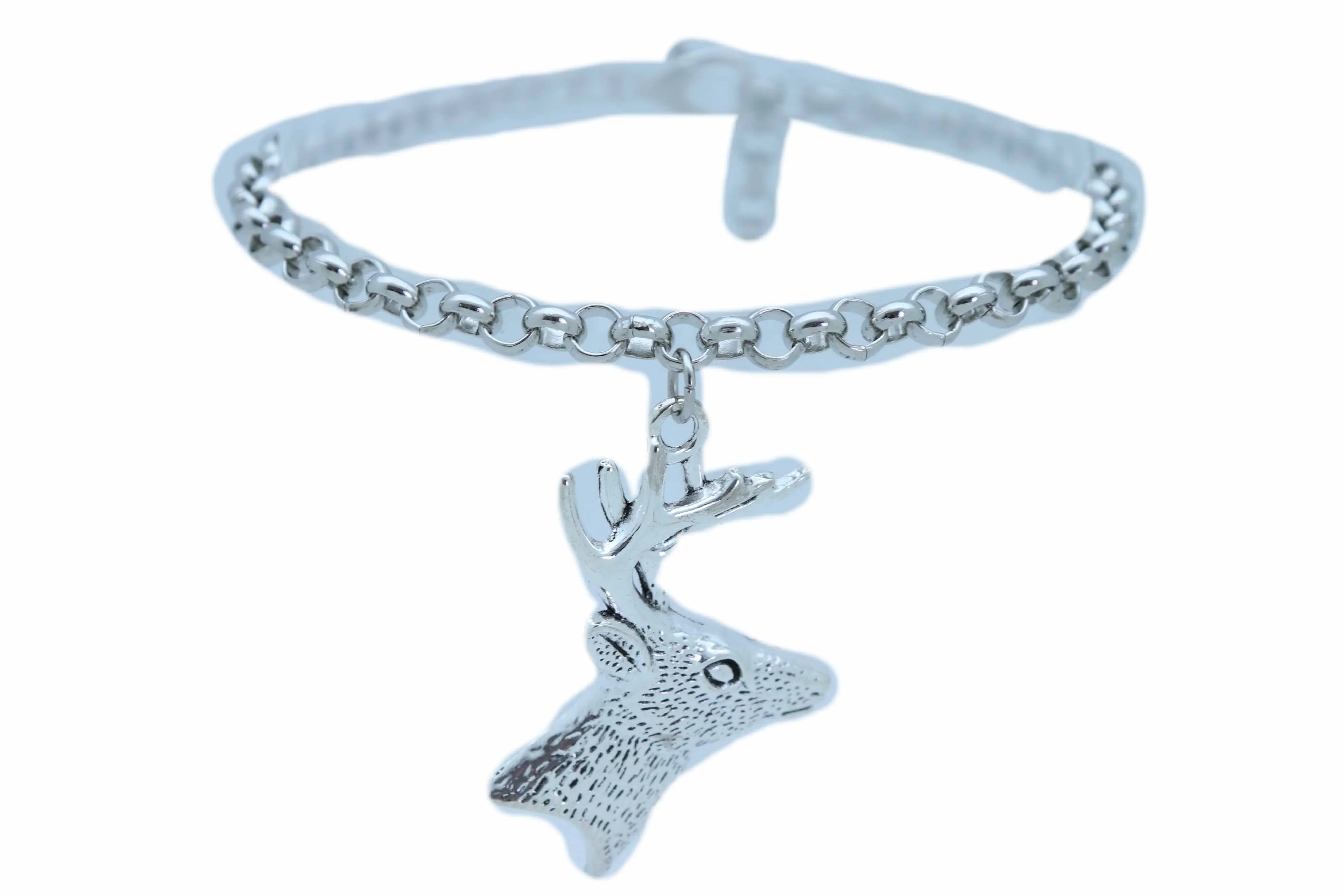 Women Boot Bracelet Silver Metal Chain Anklet Shoe Reindeer Charm Deer Winter