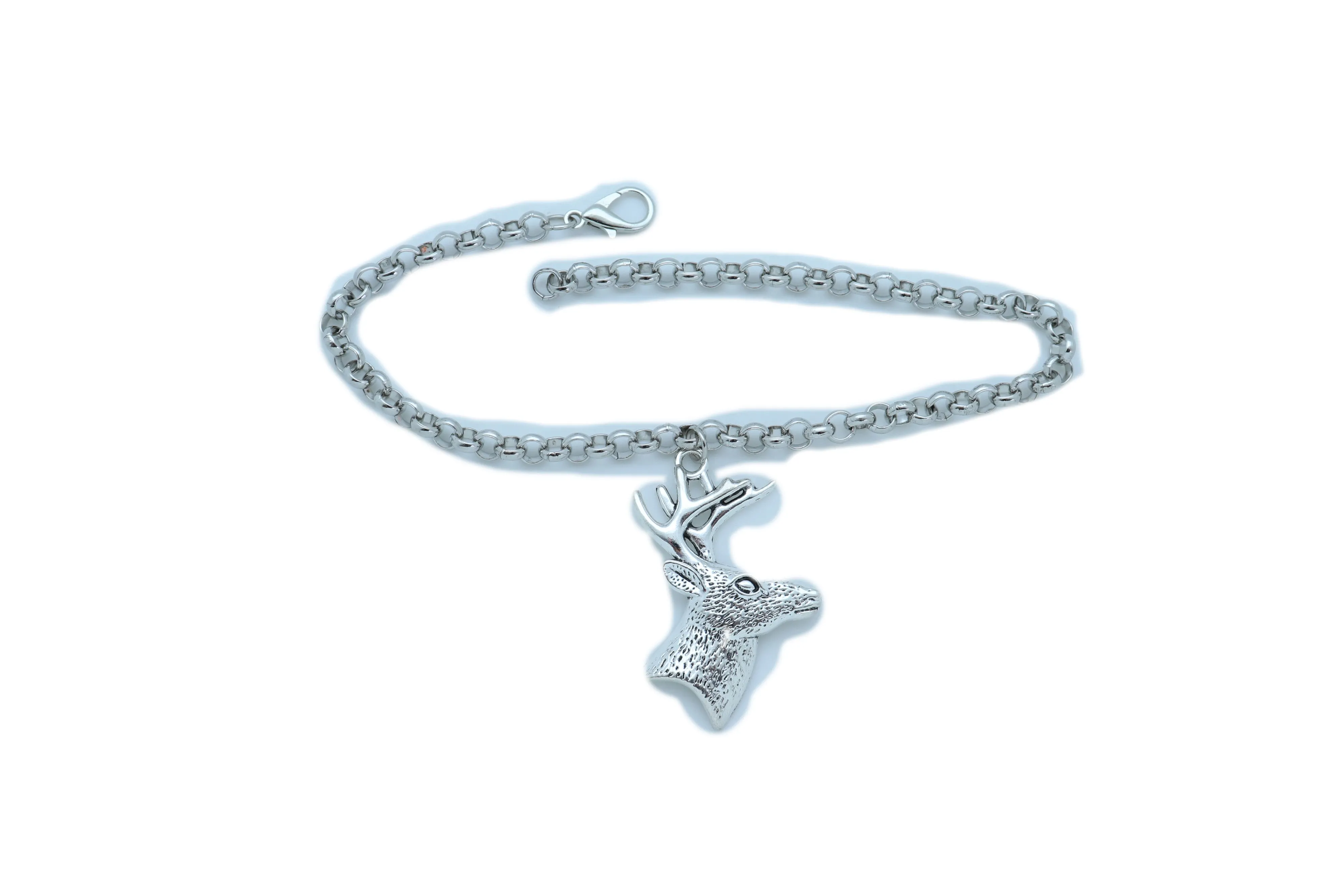 Women Boot Bracelet Silver Metal Chain Anklet Shoe Reindeer Charm Deer Winter