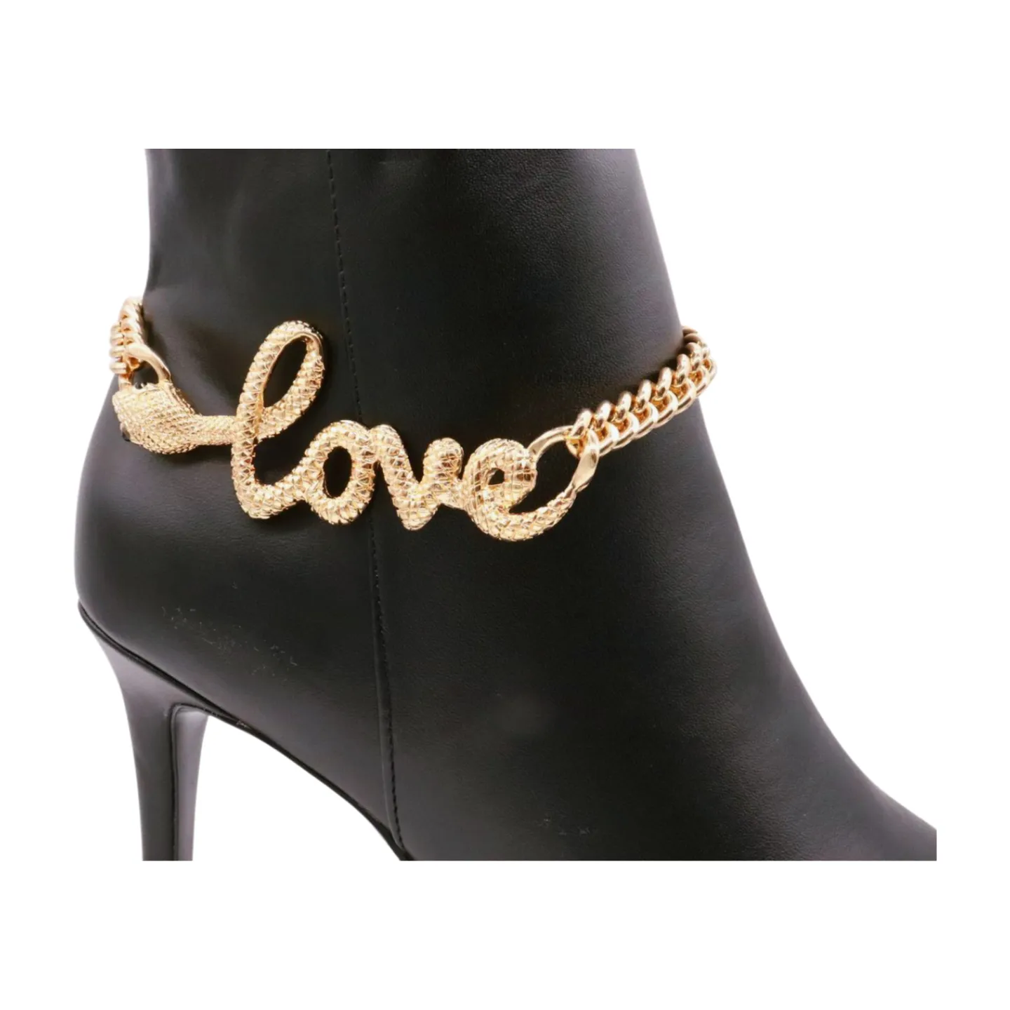Women Gold Metal Boot Chain Bracelet Shoe LOVE Snake Charm