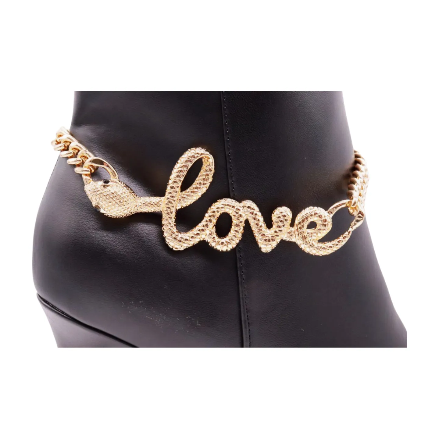 Women Gold Metal Boot Chain Bracelet Shoe LOVE Snake Charm