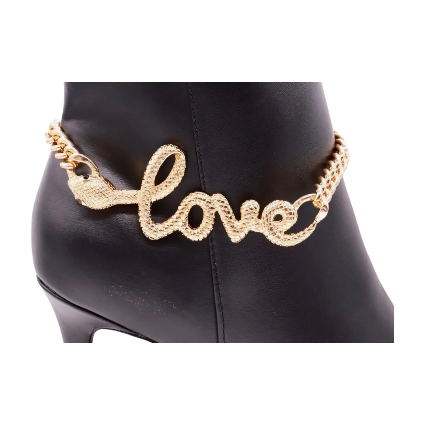 Women Gold Metal Boot Chain Bracelet Shoe LOVE Snake Charm