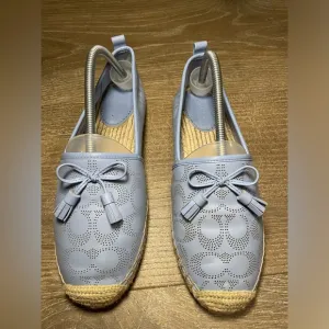 Women's COACH Shoes Size 9 Denim Blue Jacquard SIG C CODI Espadrille Flat