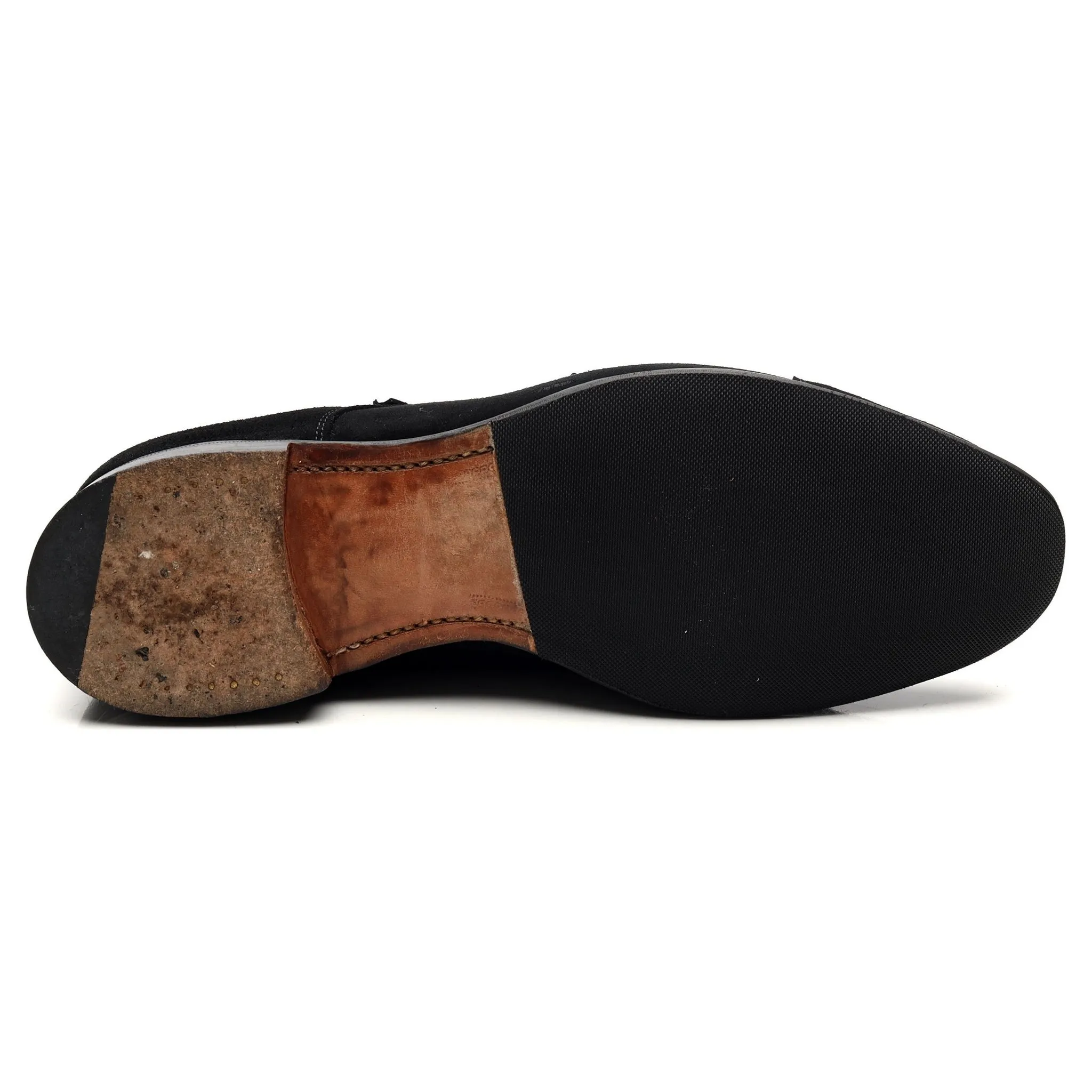 Women's 'Emily' Black Suede Double Monk Strap UK 6.5 D