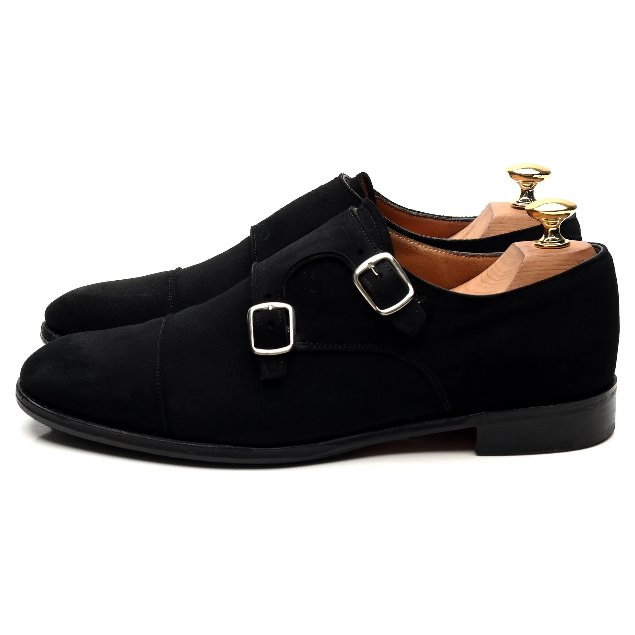 Women's 'Emily' Black Suede Double Monk Strap UK 6.5 D