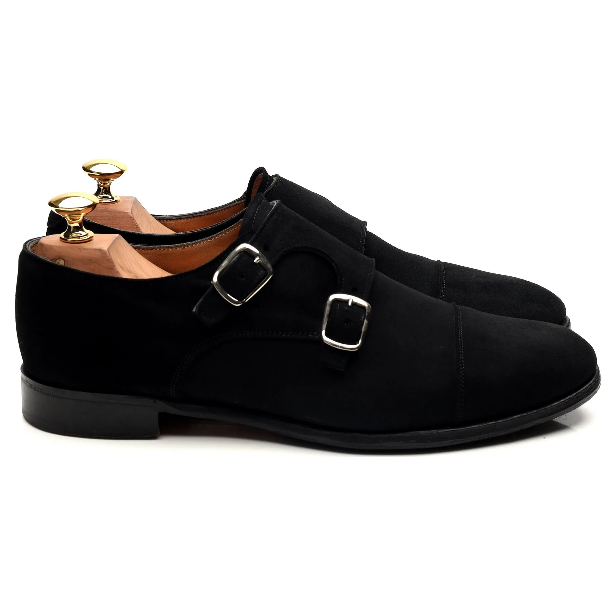 Women's 'Emily' Black Suede Double Monk Strap UK 6.5 D