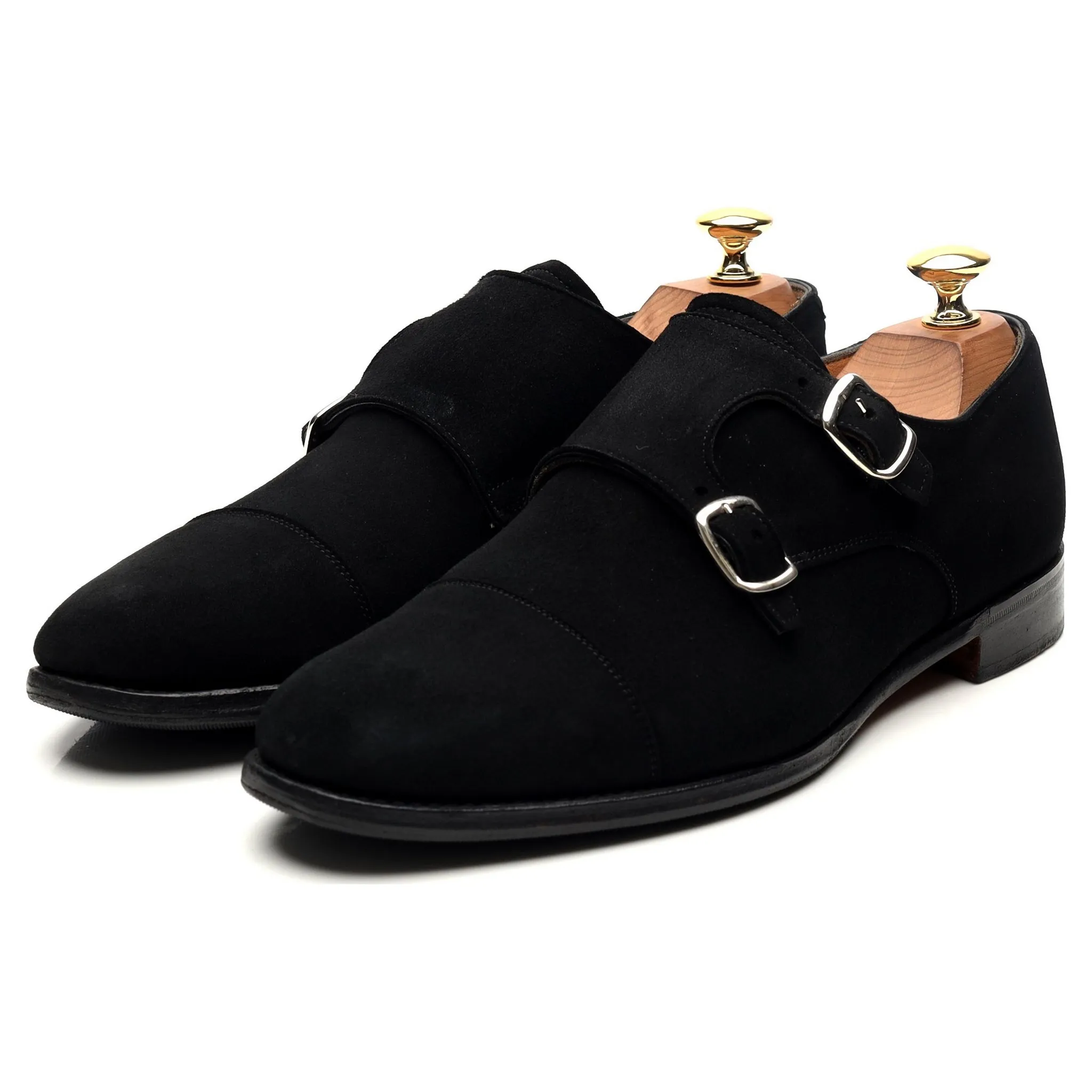 Women's 'Emily' Black Suede Double Monk Strap UK 6.5 D