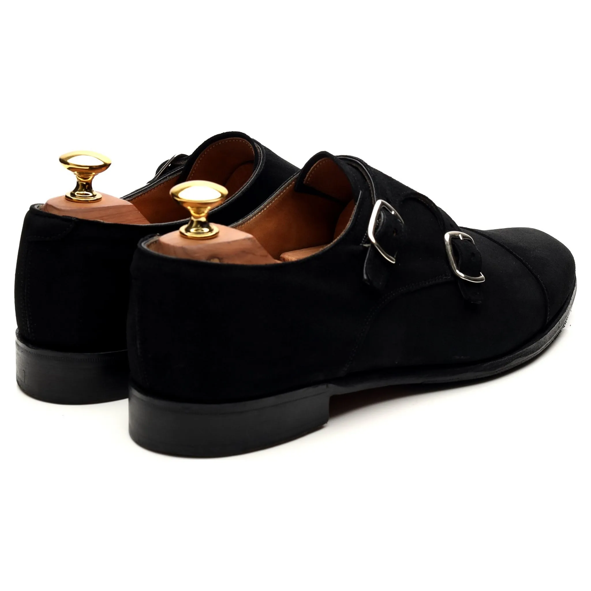 Women's 'Emily' Black Suede Double Monk Strap UK 6.5 D