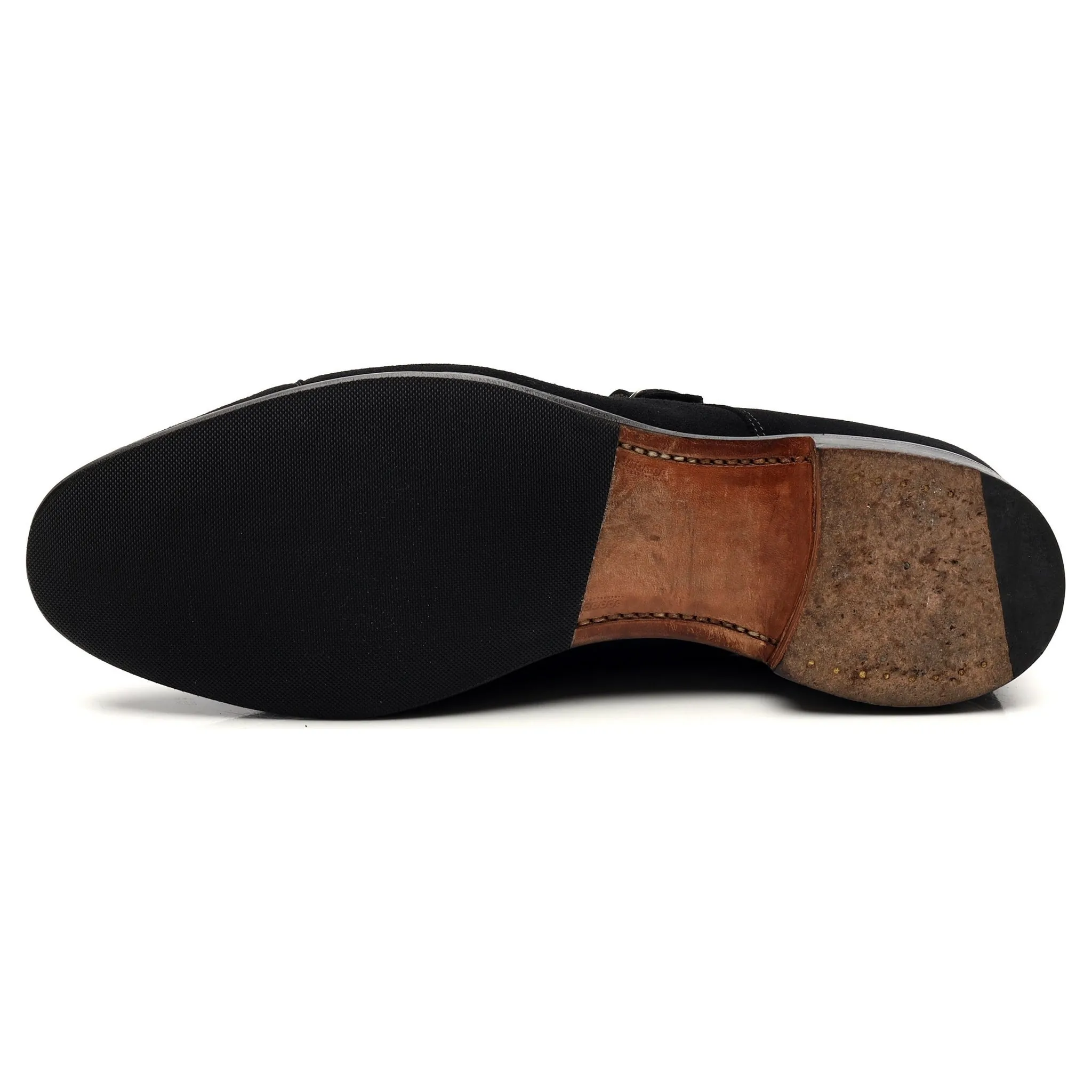 Women's 'Emily' Black Suede Double Monk Strap UK 6.5 D