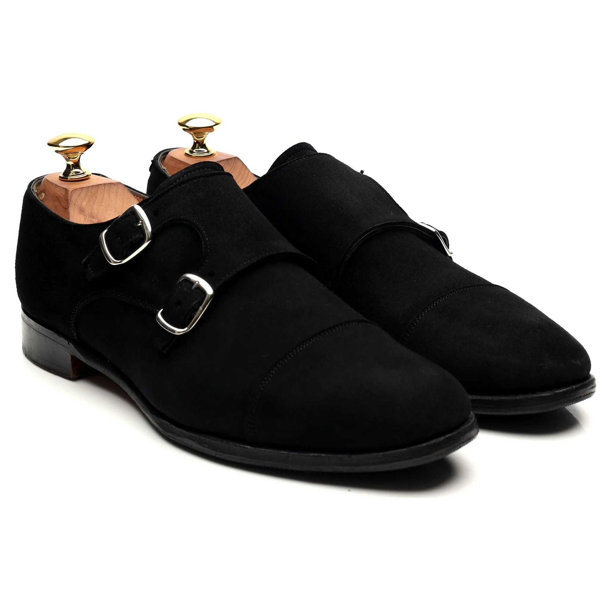 Women's 'Emily' Black Suede Double Monk Strap UK 6.5 D