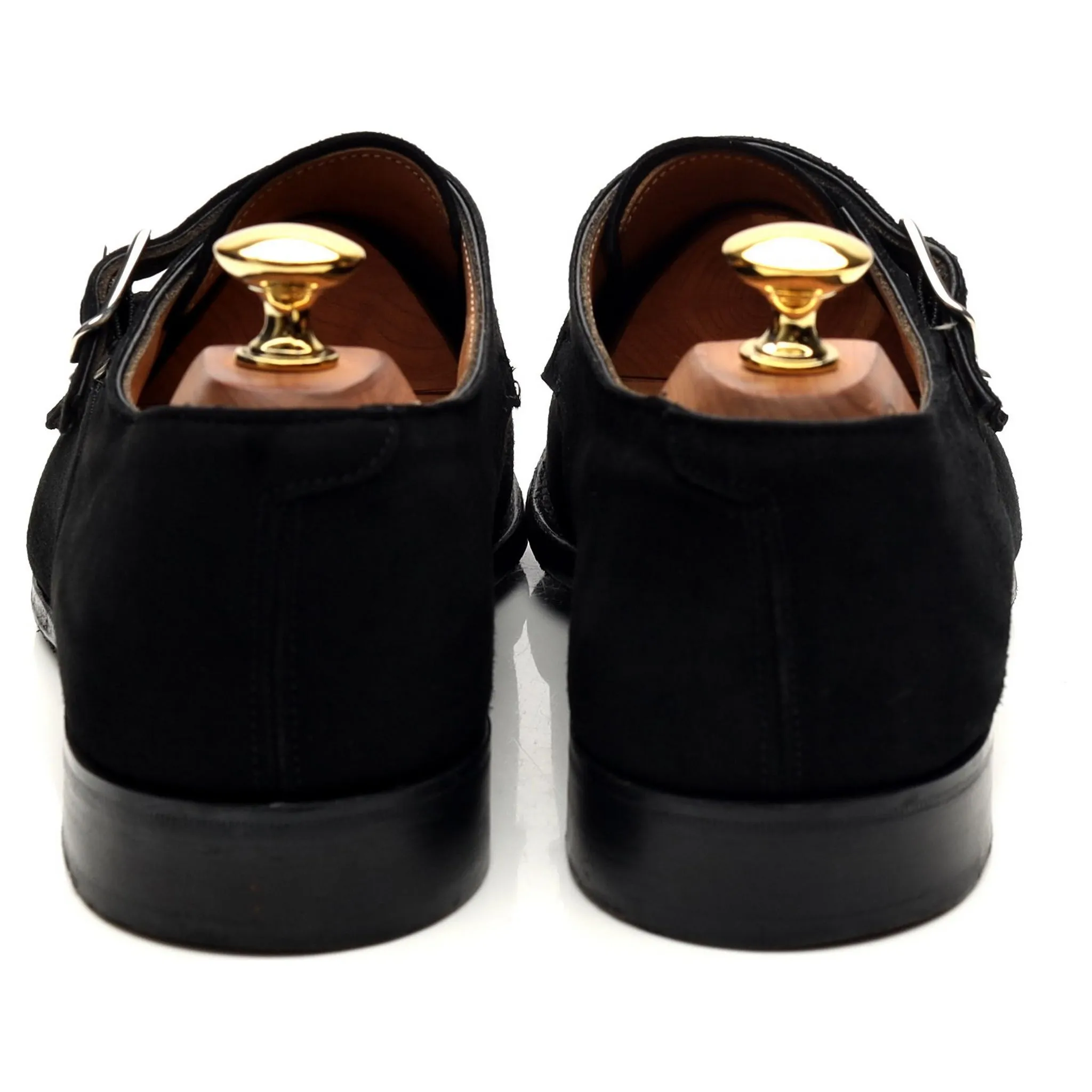Women's 'Emily' Black Suede Double Monk Strap UK 6.5 D