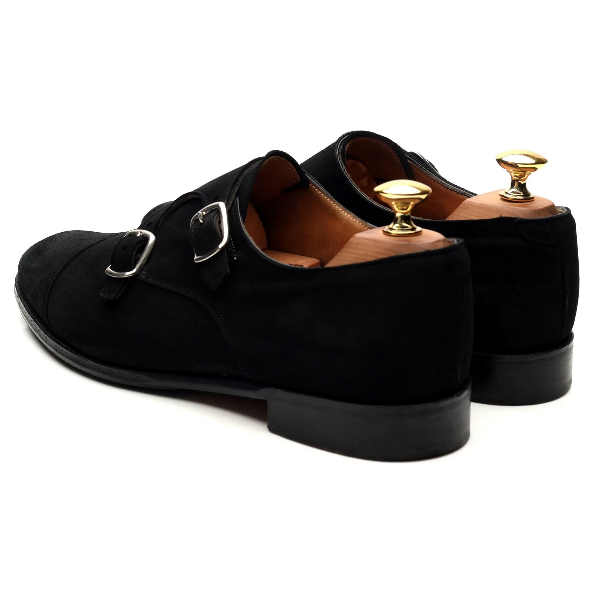 Women's 'Emily' Black Suede Double Monk Strap UK 6.5 D